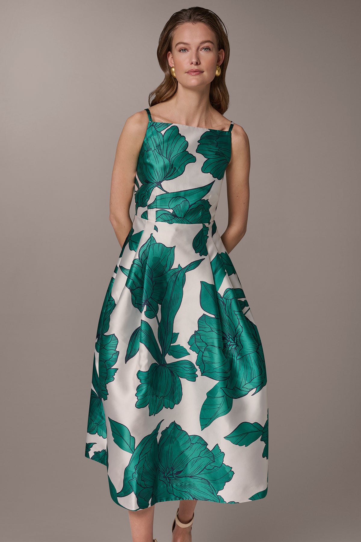 floral midi cocktail dress Mikado Floral Midi Gown | Fit and Flare