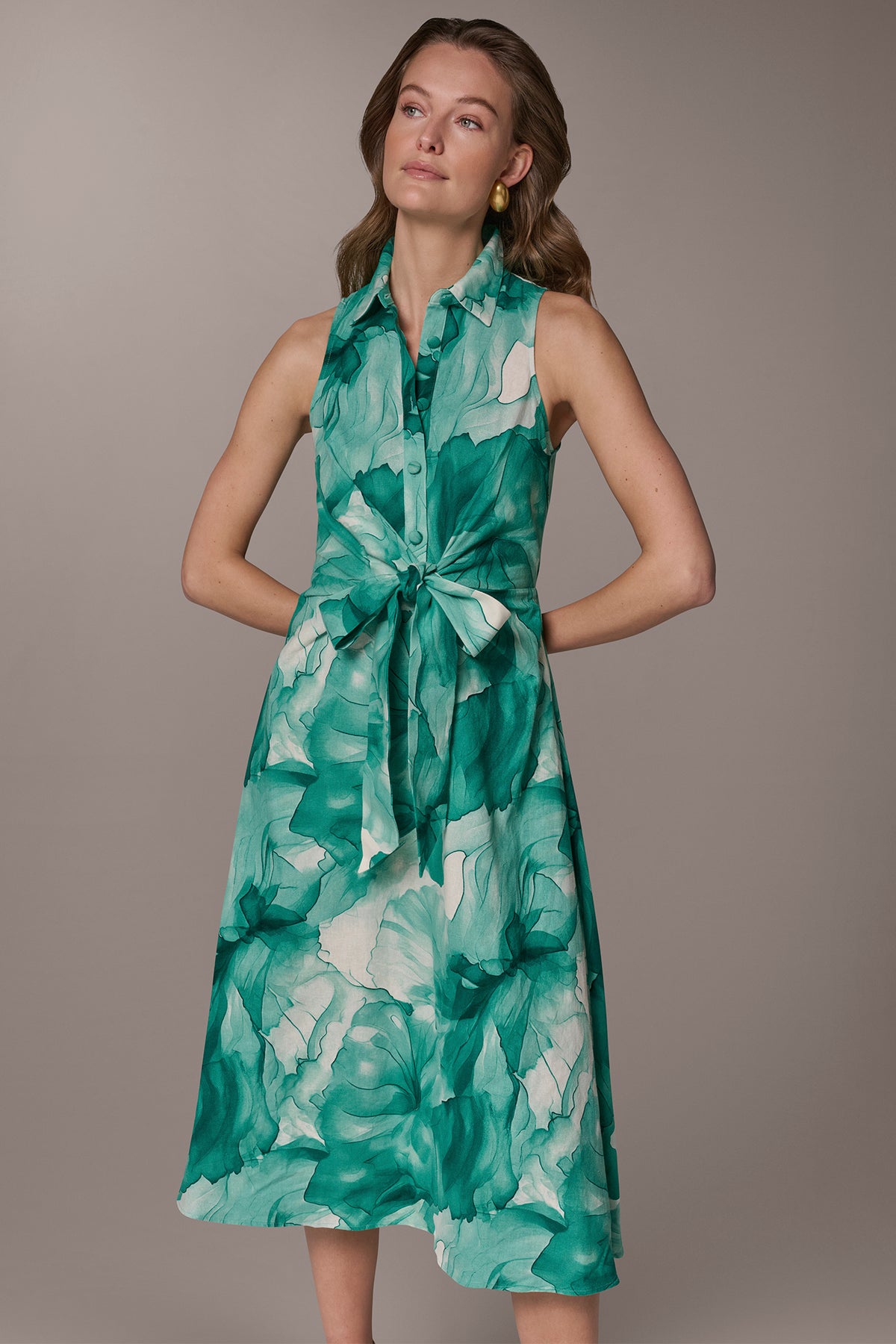 tailored shirt dress boohoo Women's Gold Button Mini tone snap buttons throughout Epaulette detailing at the shoulders with additional snap button fastenings Donna Karan Women's Linen-Blend Floral