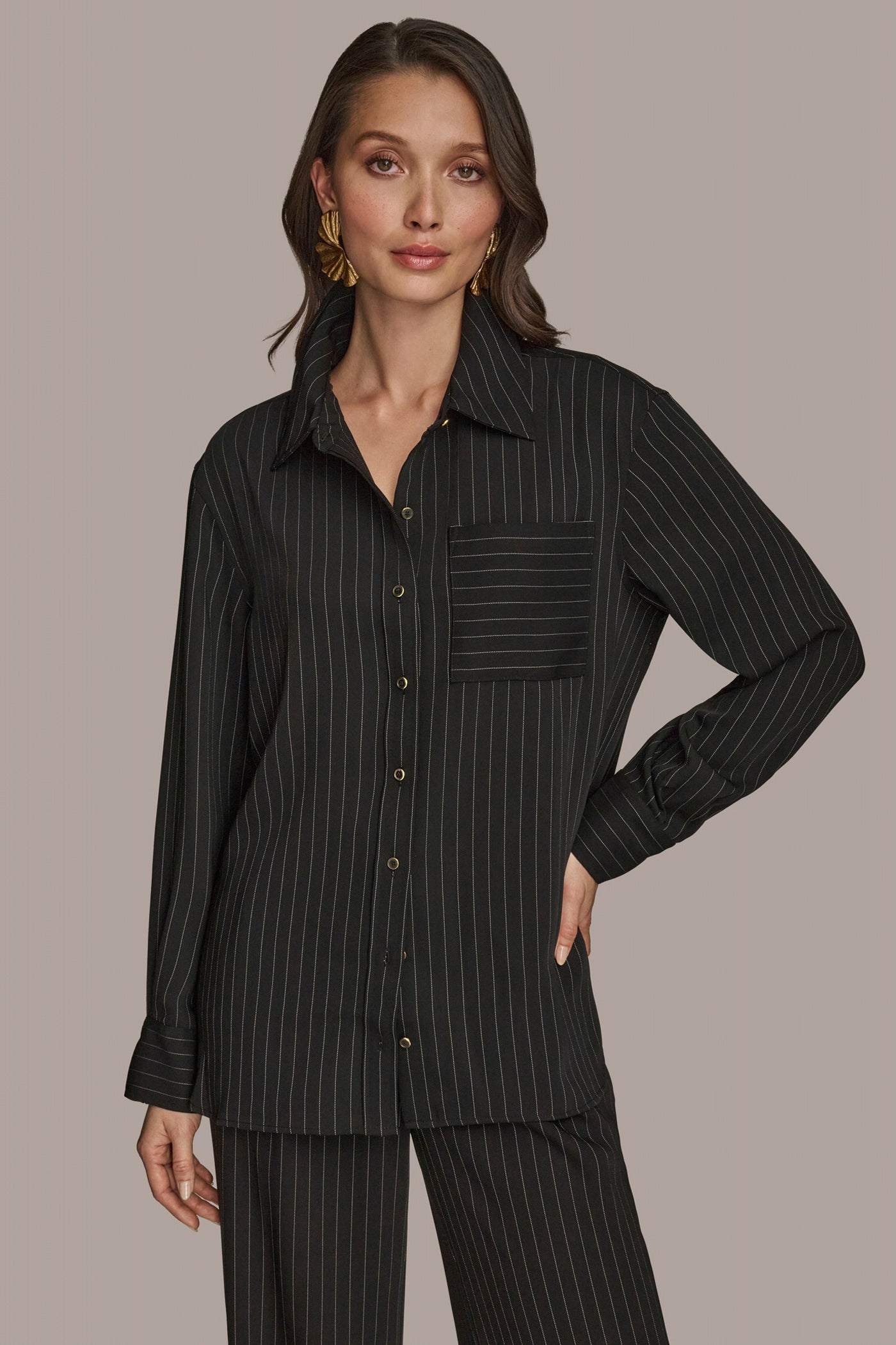 PINSTRIPE BLOUSE | View 1 | Matching Sets PINSTRIPE BLOUSE | View 1 | Matching Sets