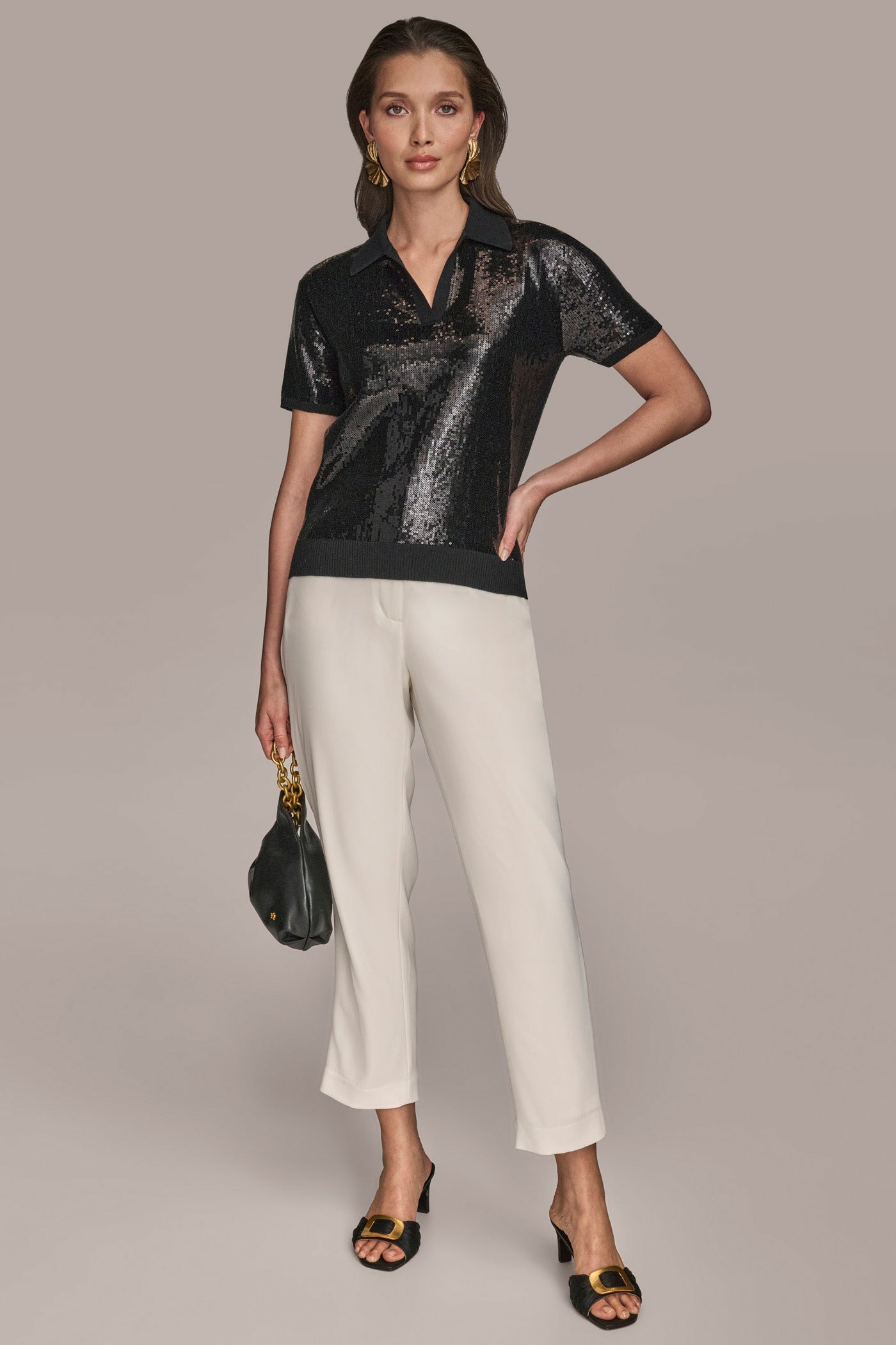 SEQUINED LINEN-BLEND POLO VIEW 4 | Clothing SEQUINED LINEN-BLEND POLO VIEW 4 | Clothing