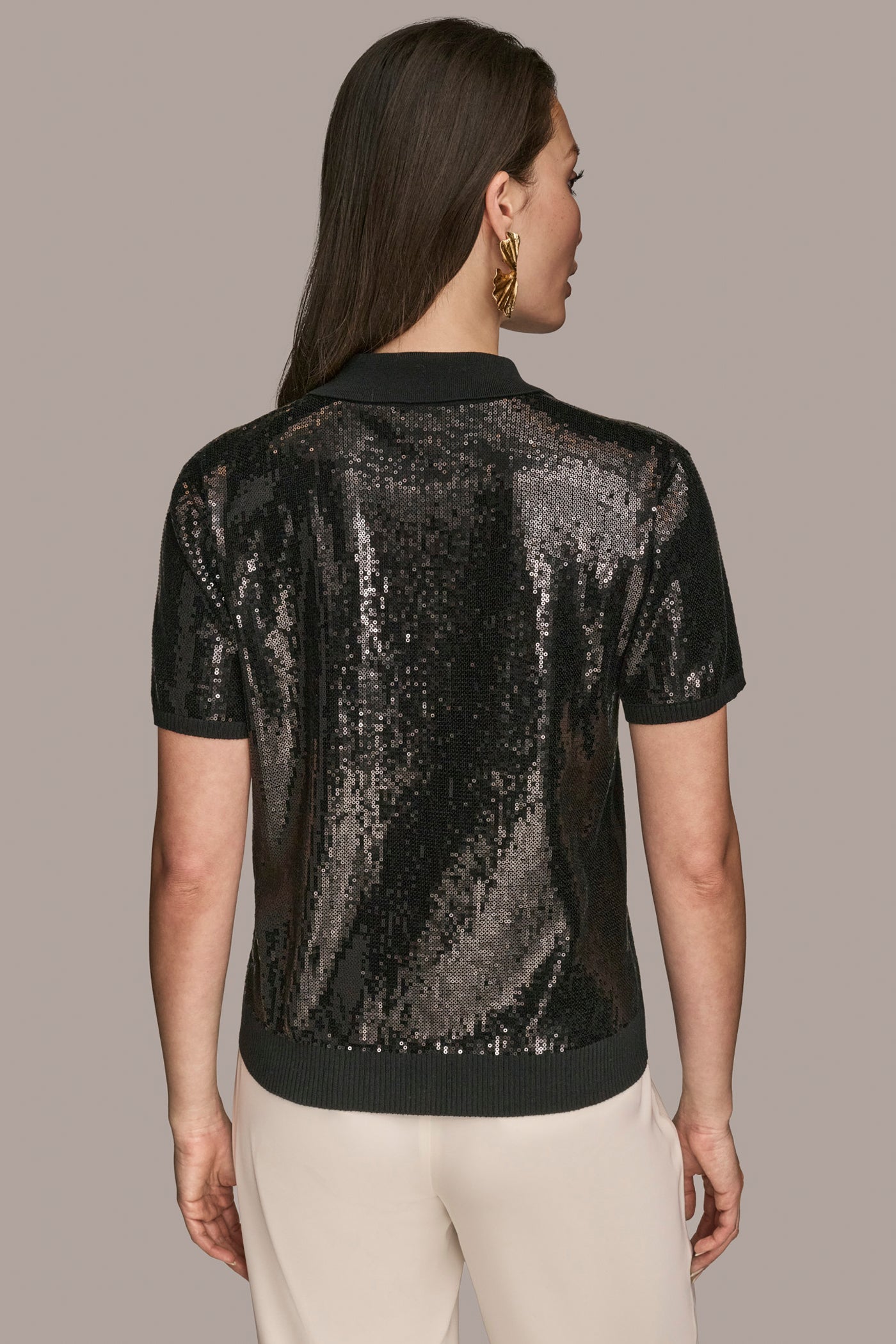 SEQUINED LINEN-BLEND POLO | View 2 | Clothing SEQUINED LINEN-BLEND POLO | View 2 | Clothing