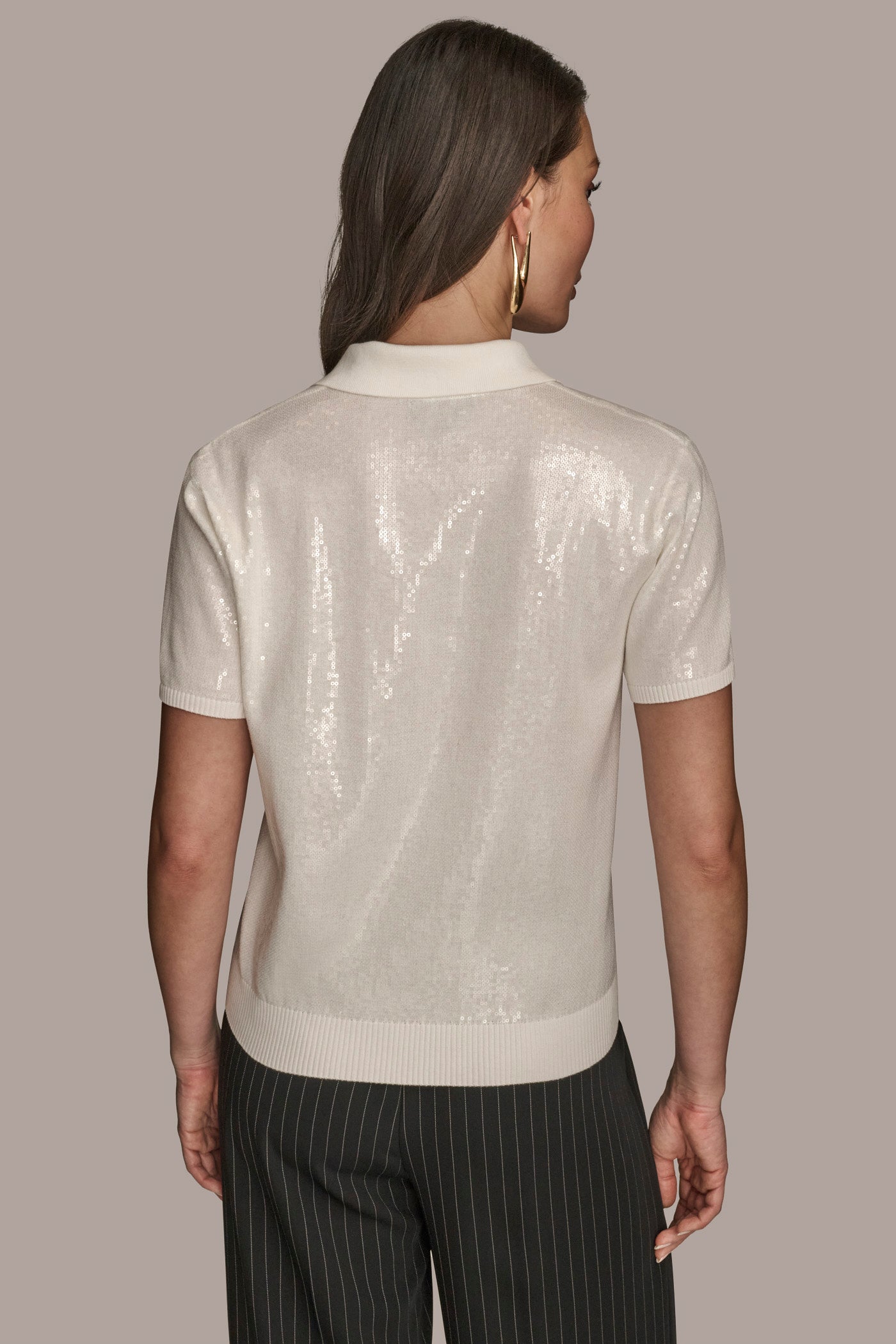 SEQUINED LINEN-BLEND POLO | View 2 | Clothing SEQUINED LINEN-BLEND POLO | View 2 | Clothing