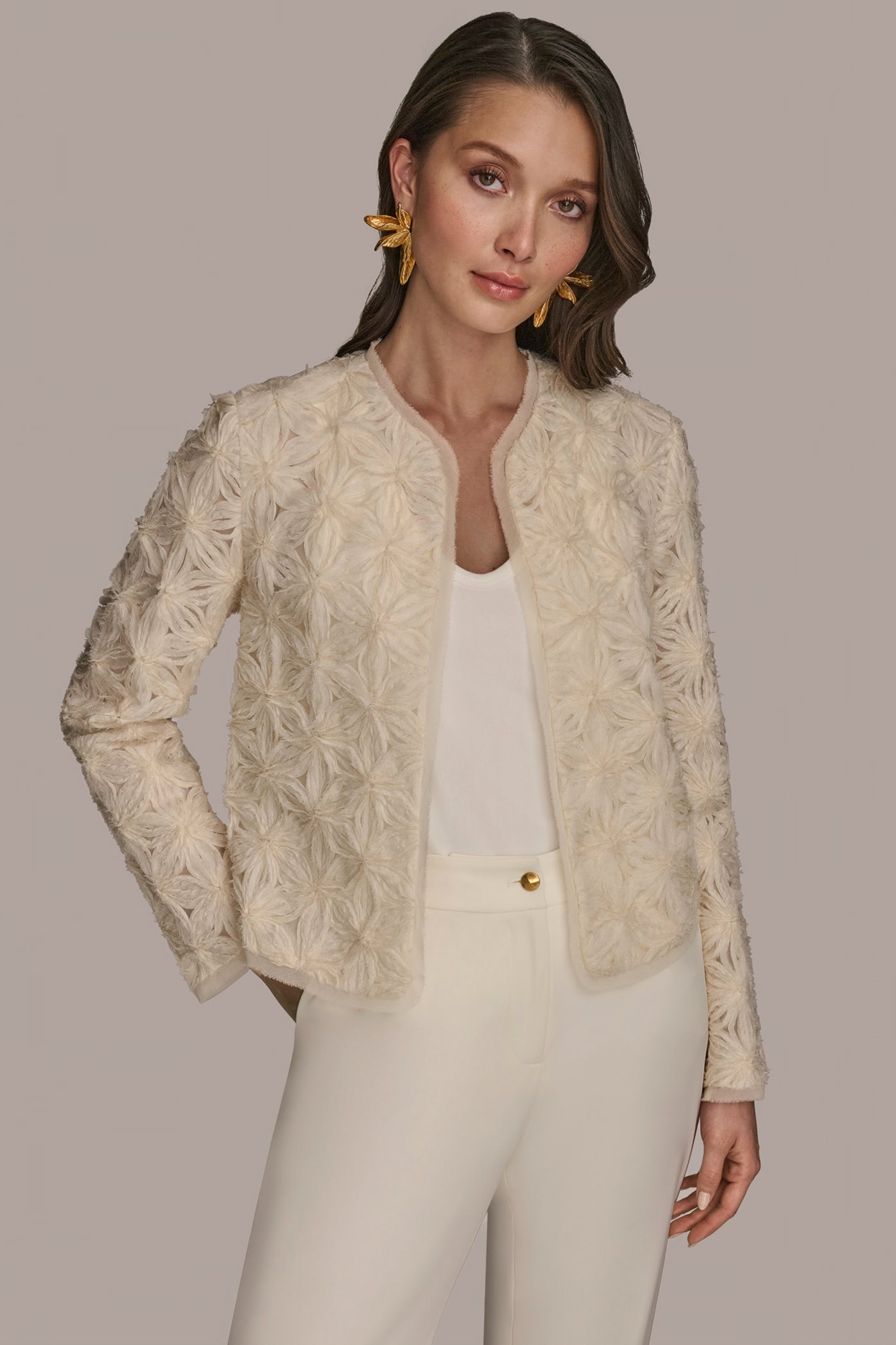 NOVELTY FLORAL OPEN FRONT JACKET | View 1 | Clothing NOVELTY FLORAL OPEN FRONT JACKET | View 1 | Clothing