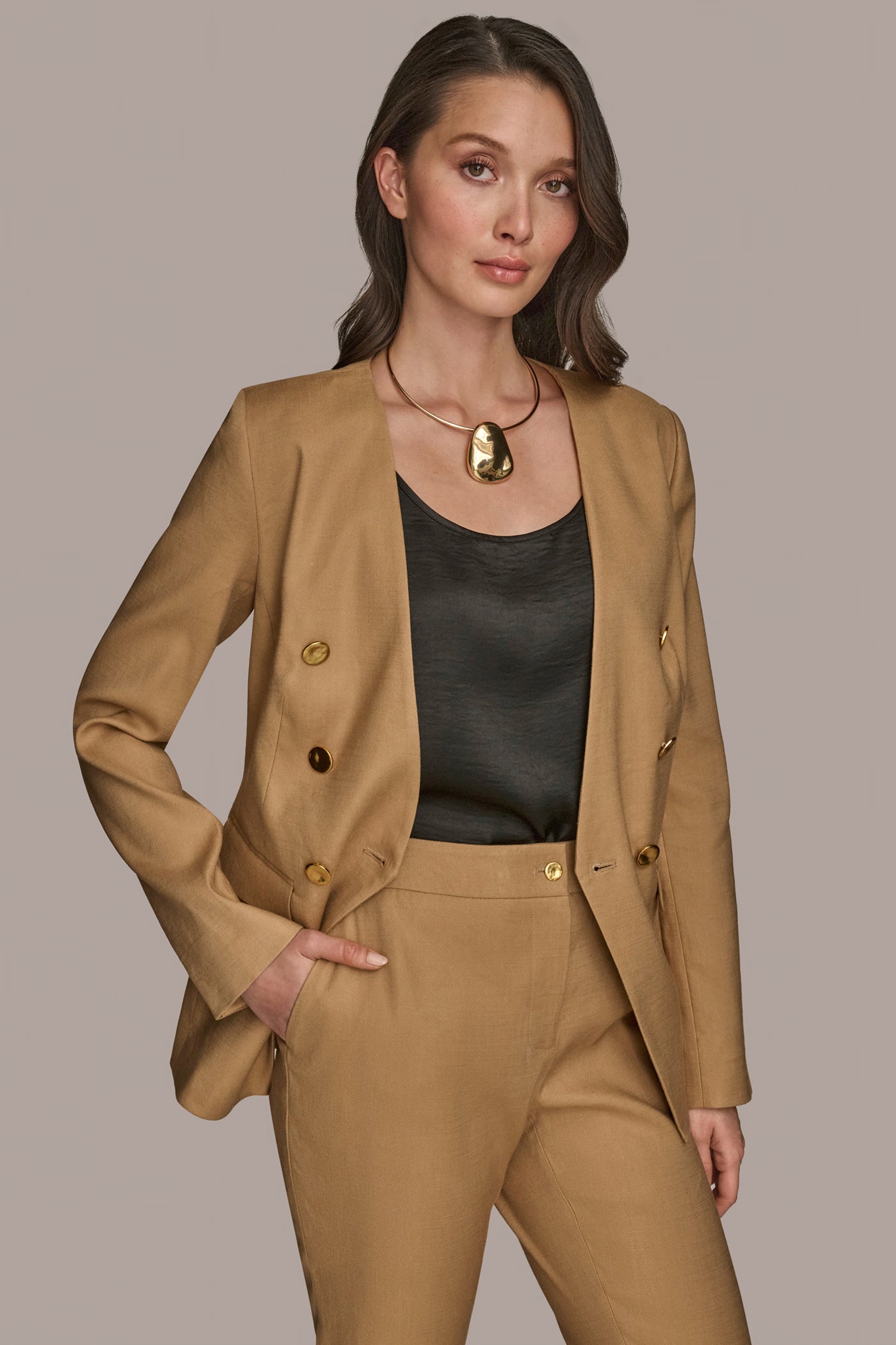 COLLARLESS JACKET VIEW 3 | Matching Sets COLLARLESS JACKET VIEW 3 | Matching Sets