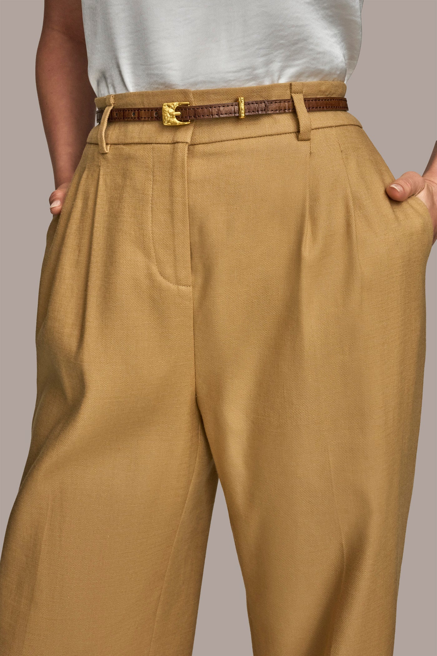 LINEN FULL LENGTH WIDE LEG PANT WITH BELT VIEW 6 | Suits and Separates LINEN FULL LENGTH WIDE LEG PANT WITH BELT VIEW 6 | Suits and Separates