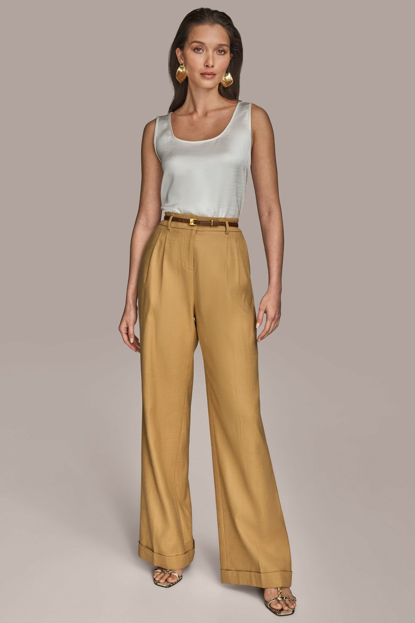 LINEN FULL LENGTH WIDE LEG PANT WITH BELT VIEW 5 | Suits and Separates LINEN FULL LENGTH WIDE LEG PANT WITH BELT VIEW 5 | Suits and Separates