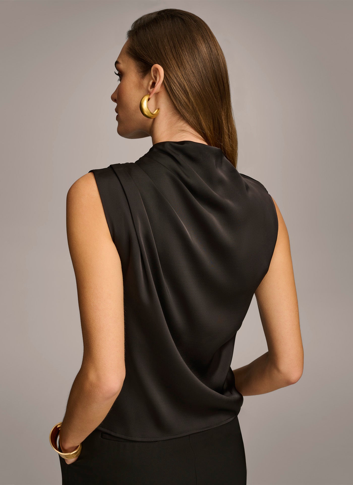 SLEEVELESS DRAPED MOCKNECK TOP | View 2 | BEST IN BLACK SLEEVELESS DRAPED MOCKNECK TOP | View 2 | BEST IN BLACK