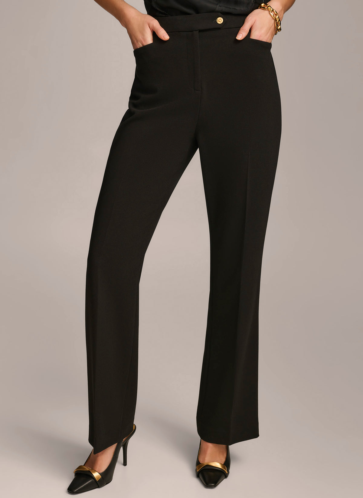 womens black dress pants near me Donna Karan Straight Leg - Designed in a flattering Black Gray Suit Pants Welcome Offer Size:3-4 Years (110cm)