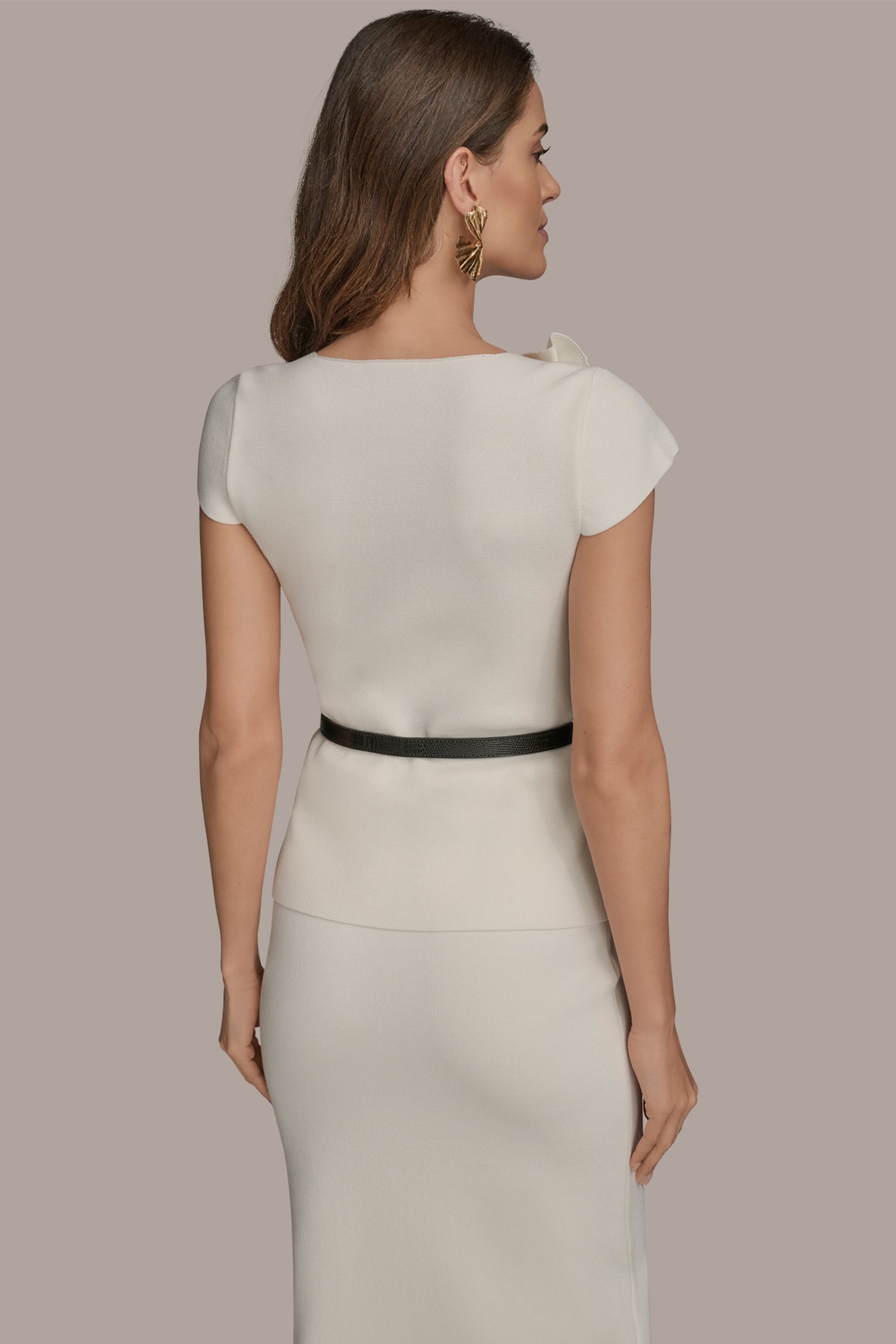 BELTED ASYMMETRIC GATHERED SWEATER | View 2 | Suits and Separates BELTED ASYMMETRIC GATHERED SWEATER | View 2 | Suits and Separates