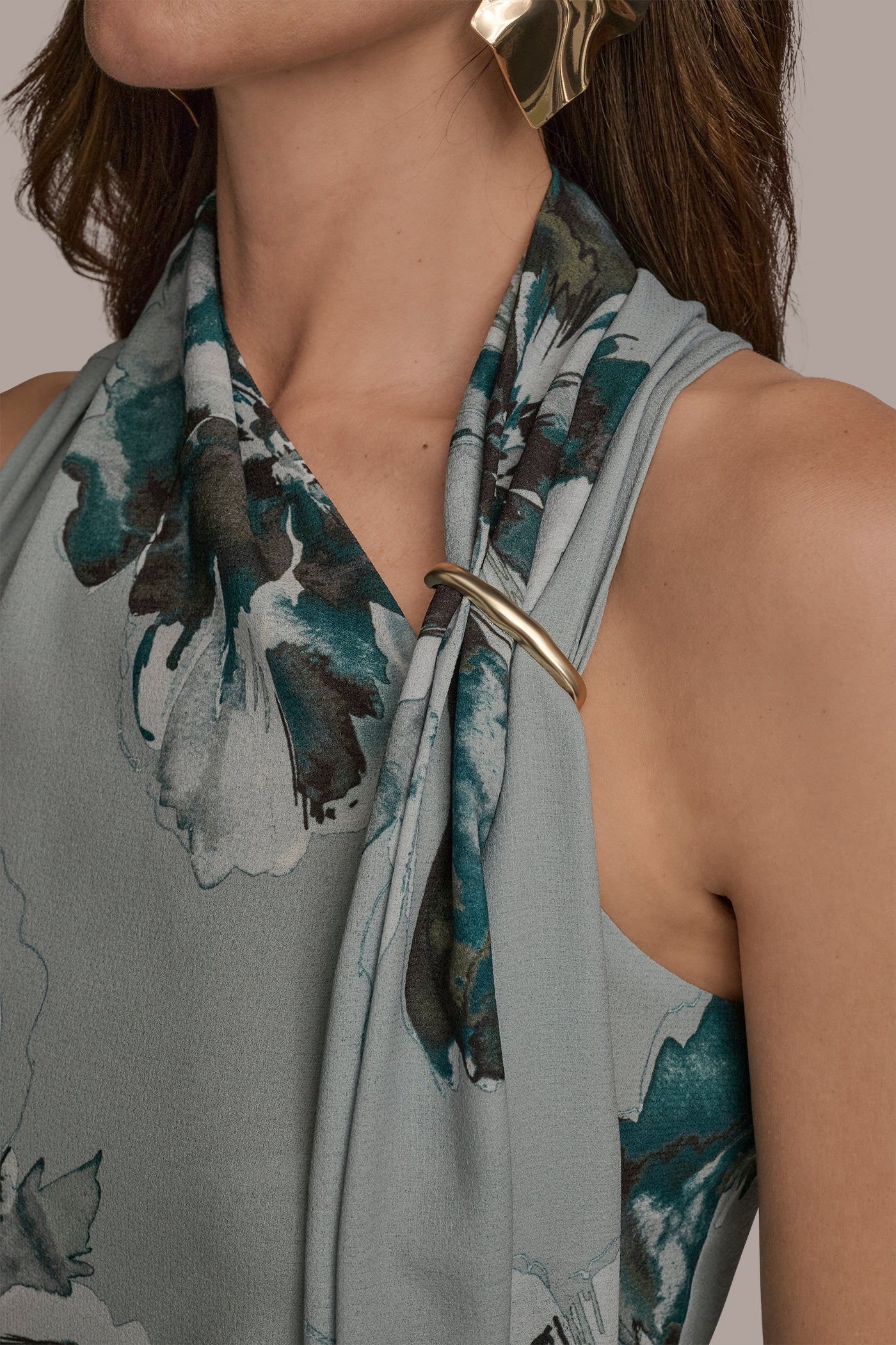 ASYMMETRIC DRAPED SHOULDER FLORAL BLOUSE VIEW 4 | Clothing ASYMMETRIC DRAPED SHOULDER FLORAL BLOUSE VIEW 4 | Clothing
