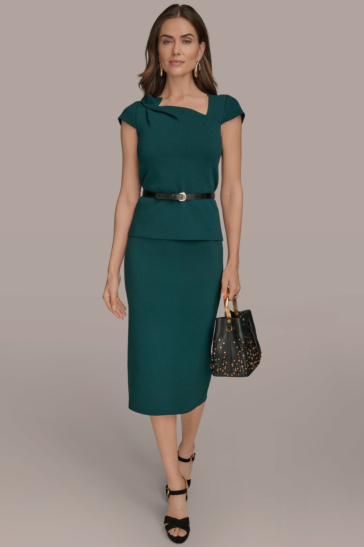 BELTED ASYMMETRIC GATHERED SWEATER VIEW 6 | Suits and Separates BELTED ASYMMETRIC GATHERED SWEATER VIEW 6 | Suits and Separates