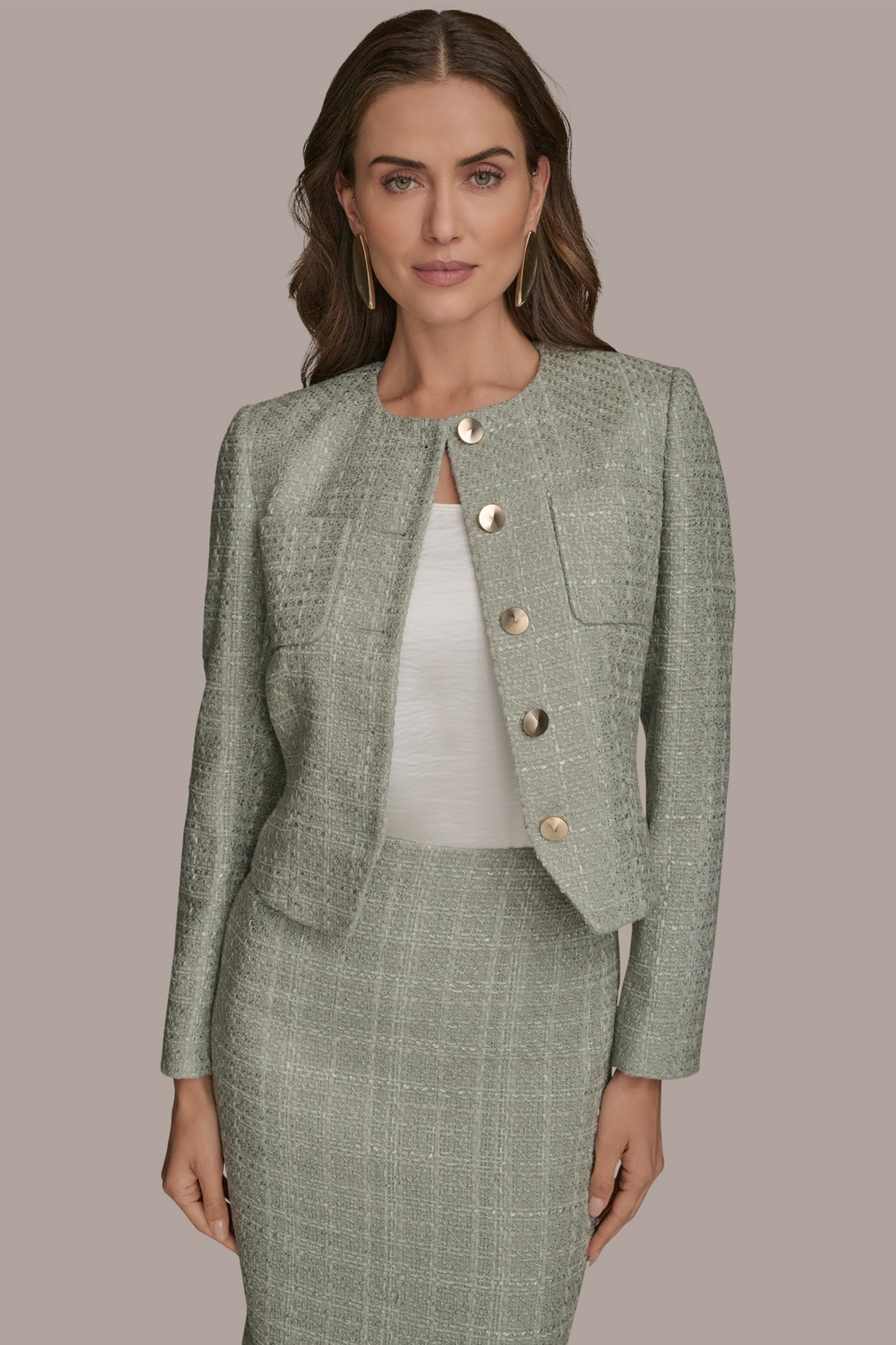 TWEED BUTTON-FRONT LADY JACKET VIEW 4 | Suits and Separates TWEED BUTTON-FRONT LADY JACKET VIEW 4 | Suits and Separates
