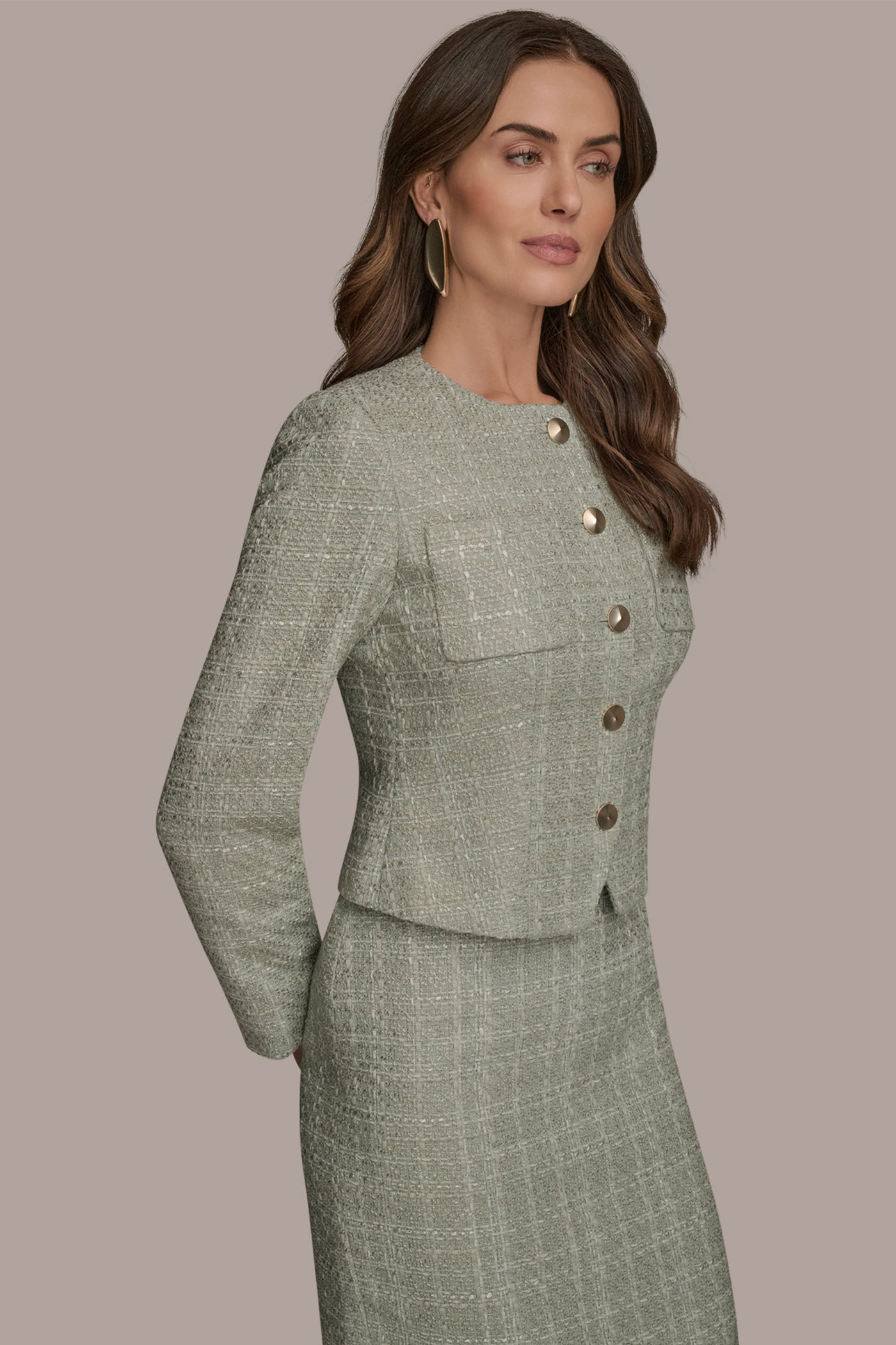 TWEED BUTTON-FRONT LADY JACKET VIEW 3 TWEED BUTTON-FRONT LADY JACKET VIEW 3