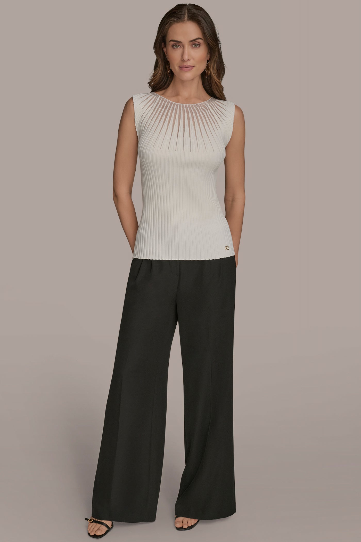 SLEEVELESS BURNOUT RIB-KNIT SWEATER VIEW 6 SLEEVELESS BURNOUT RIB-KNIT SWEATER VIEW 6
