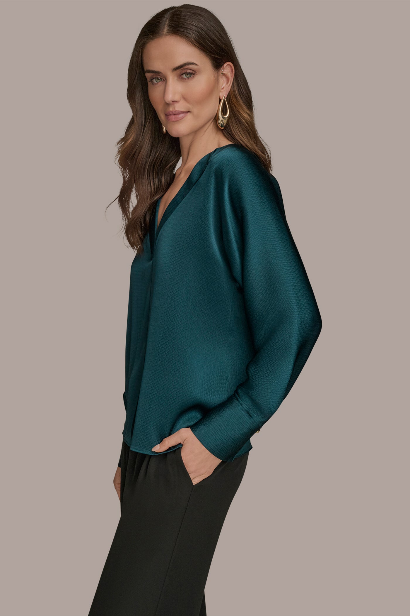 DRAPED V-NECK TOP VIEW 3 | Tops & Sweaters DRAPED V-NECK TOP VIEW 3 | Tops & Sweaters