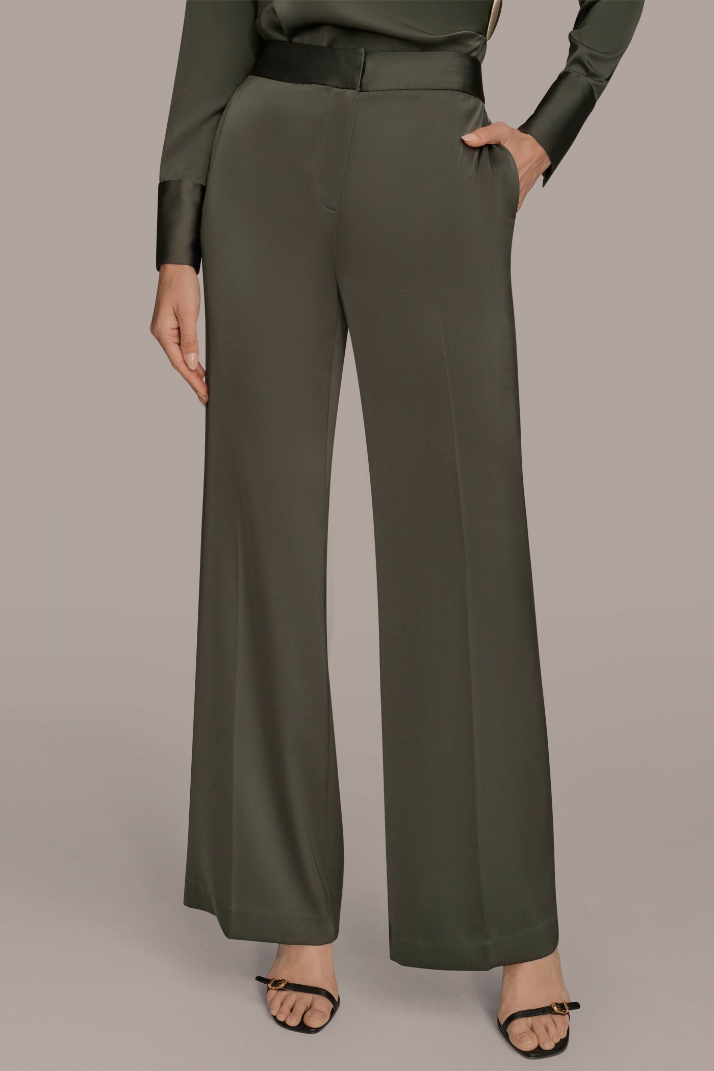 HIGH RISE CHARMEUSE WIDE LEG SUIT PANT | View 1 | Clothing HIGH RISE CHARMEUSE WIDE LEG SUIT PANT | View 1 | Clothing