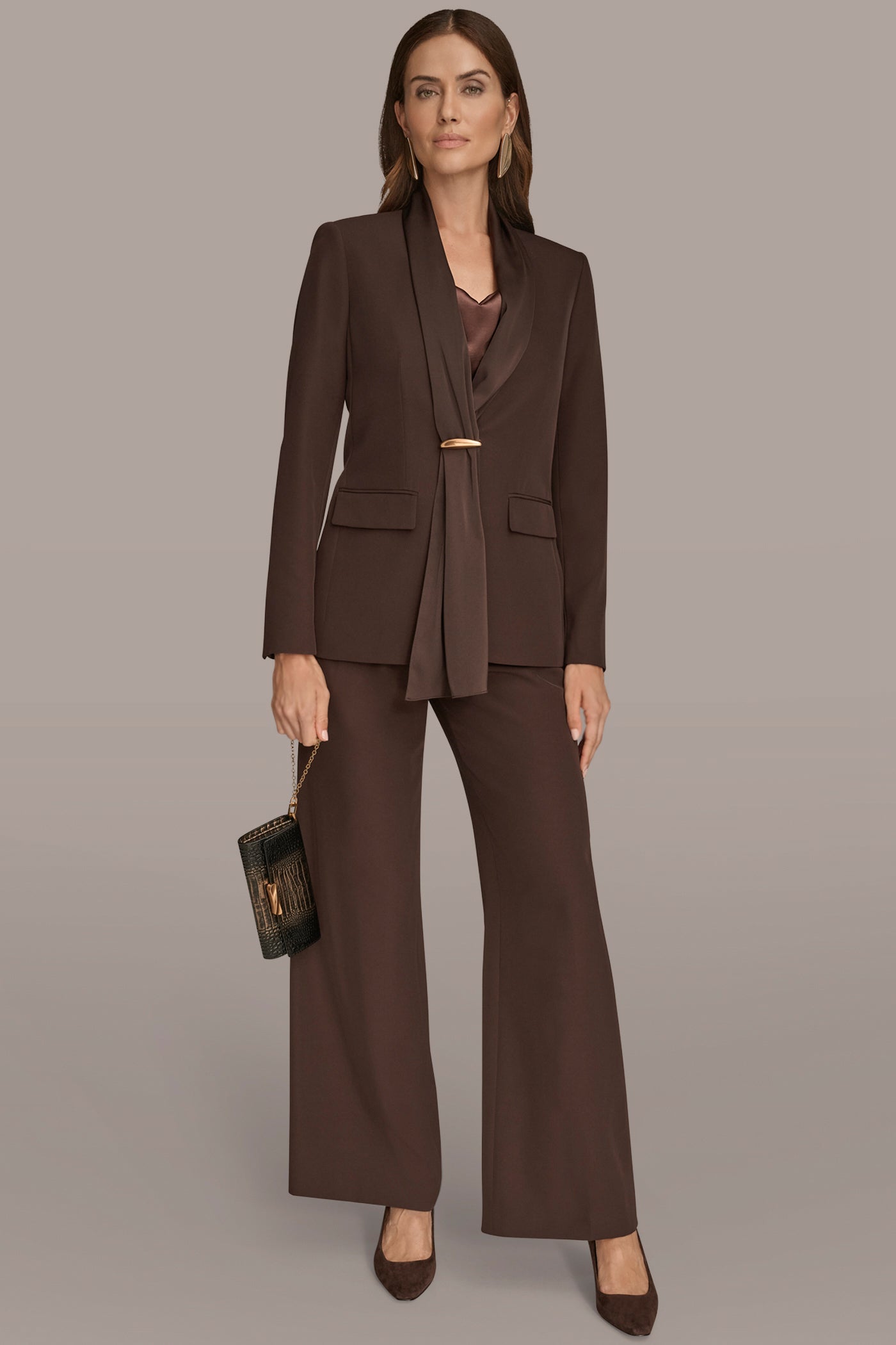 MIXED MEDIA ONE BUTTON COLLARLESS JACKET VIEW 5 | Suits and Separates MIXED MEDIA ONE BUTTON COLLARLESS JACKET VIEW 5 | Suits and Separates