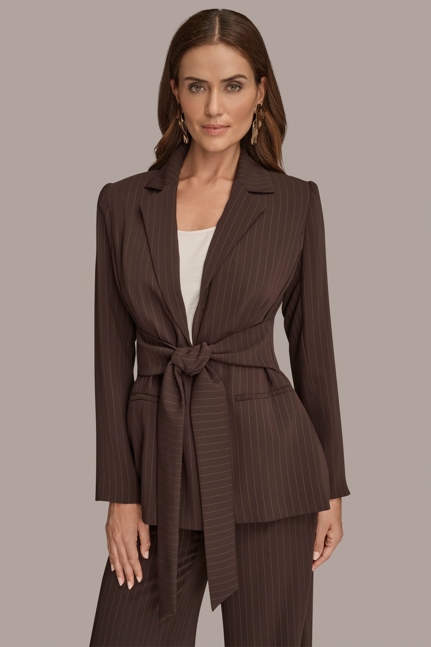 PINSTRIPE BLAZER WITH TIE WAIST | View 1 | Clothing PINSTRIPE BLAZER WITH TIE WAIST | View 1 | Clothing