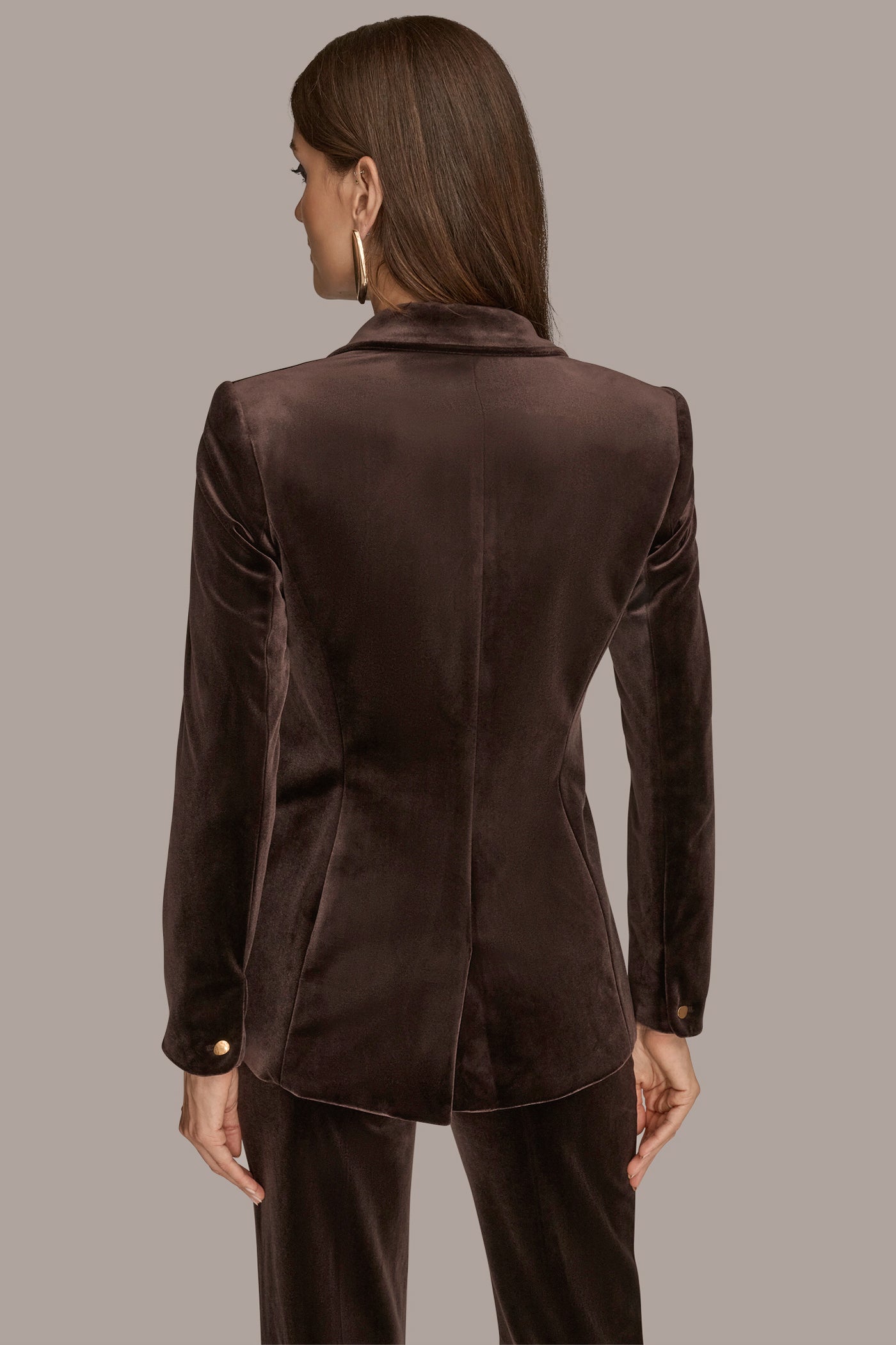 VELVET ONE BUTTON JACKET | View 2 | Blazers & Vests VELVET ONE BUTTON JACKET | View 2 | Blazers & Vests