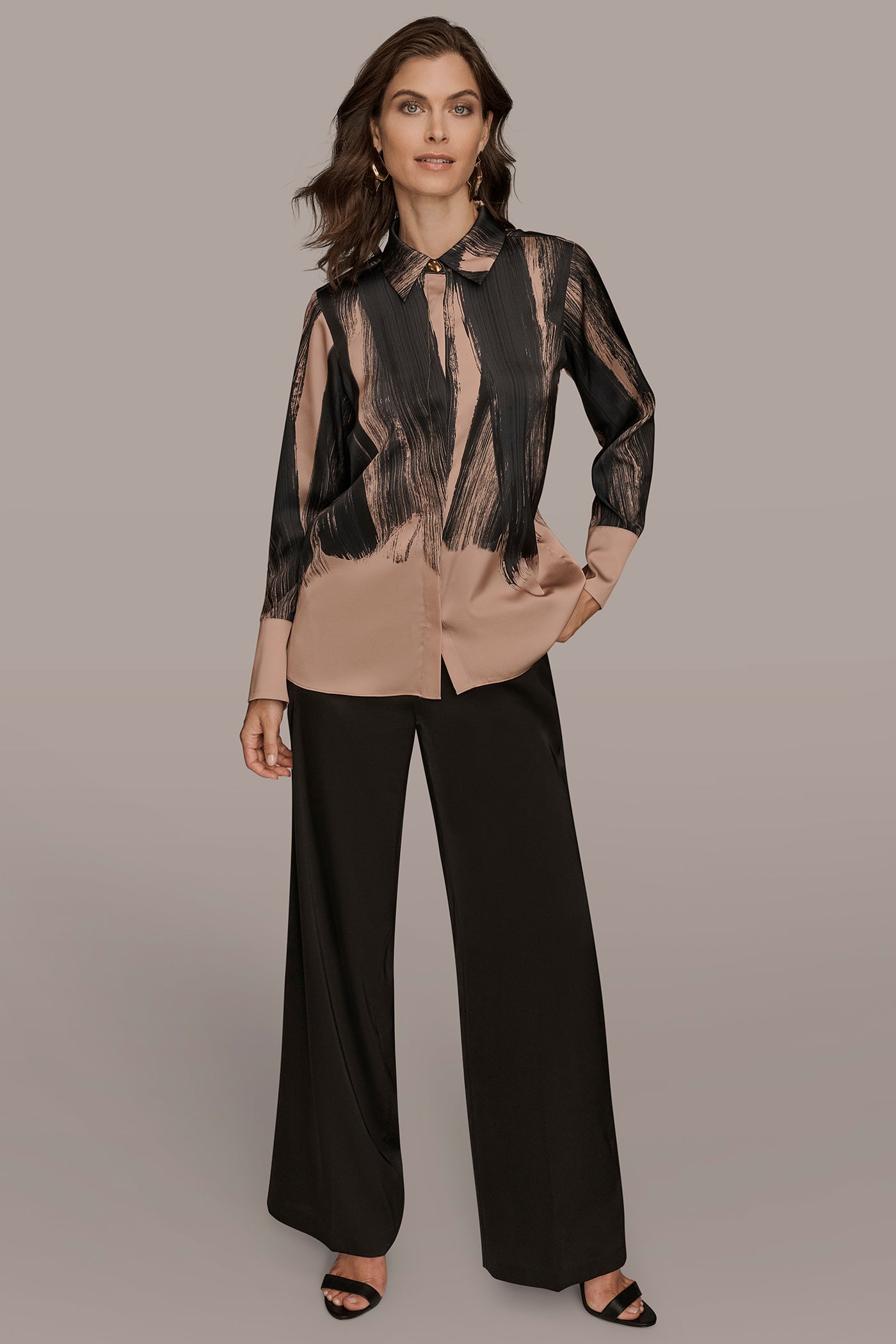 SATIN LONG SLEEVE PRINTED BLOUSE VIEW 6 SATIN LONG SLEEVE PRINTED BLOUSE VIEW 6