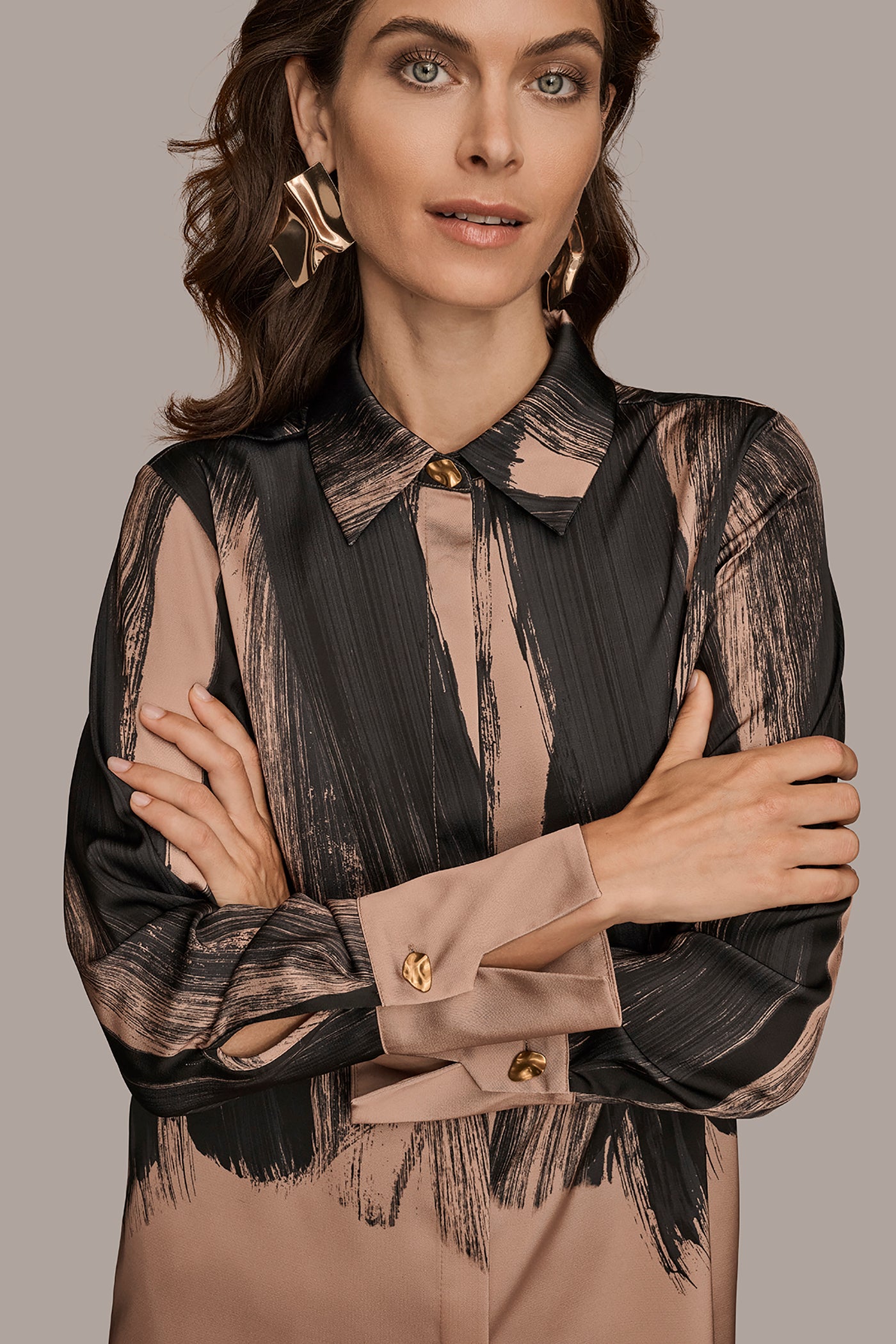 SATIN LONG SLEEVE PRINTED BLOUSE VIEW 4 SATIN LONG SLEEVE PRINTED BLOUSE VIEW 4