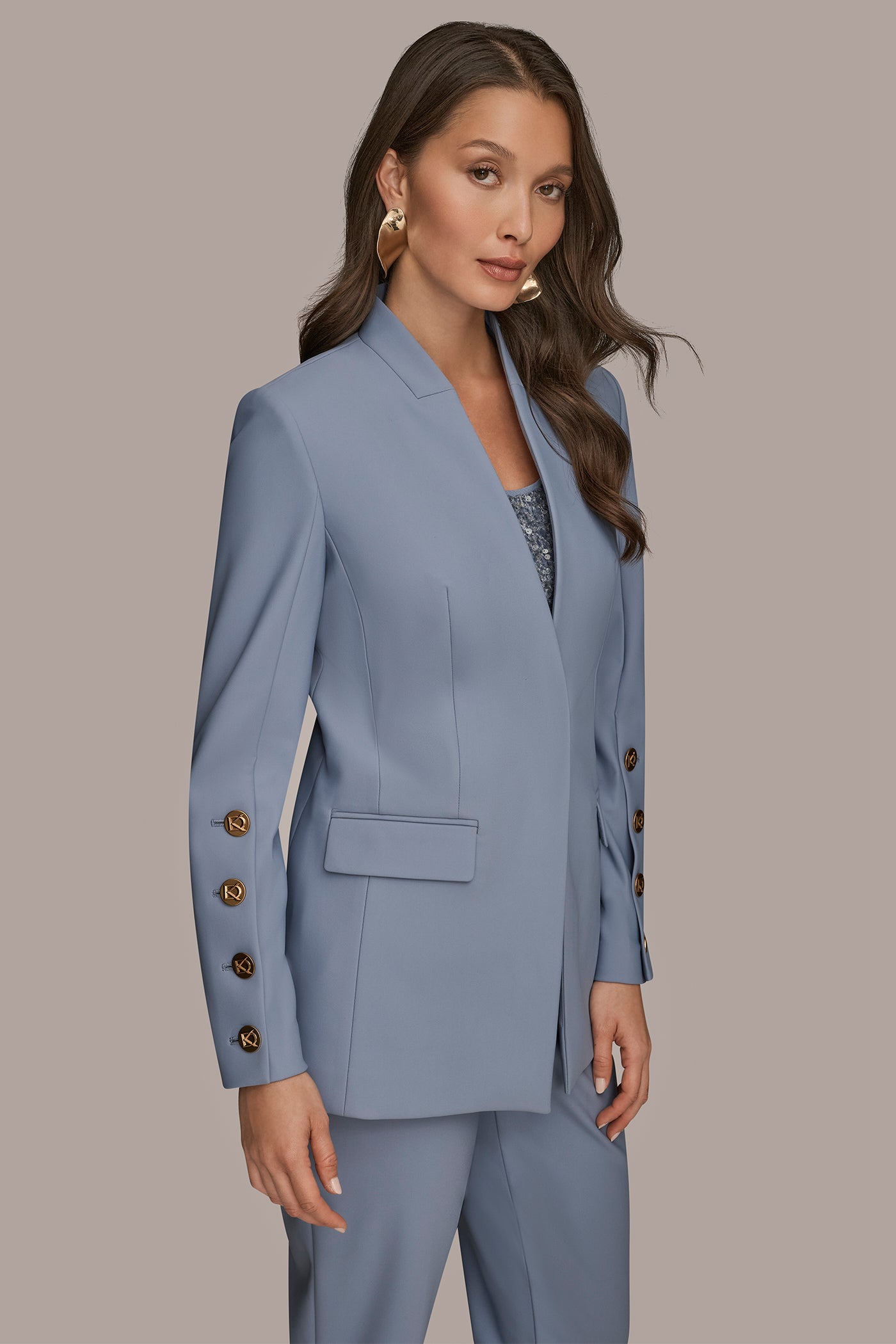 COLLARLESS BUTTON-DETAILED BLAZER VIEW 3 | Blazers & Vests COLLARLESS BUTTON-DETAILED BLAZER VIEW 3 | Blazers & Vests
