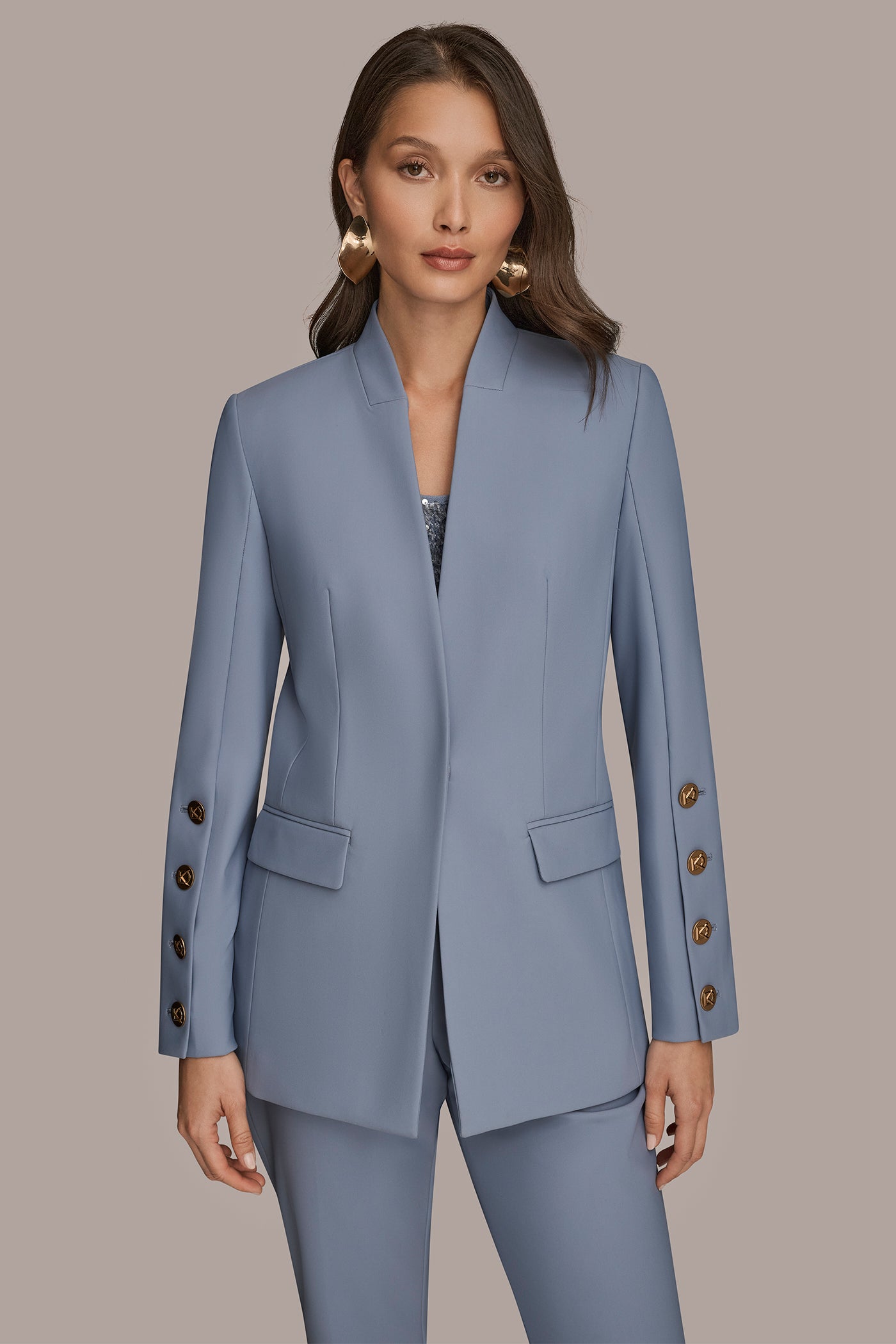 COLLARLESS BUTTON-DETAILED BLAZER | View 1 | Blazers & Vests COLLARLESS BUTTON-DETAILED BLAZER | View 1 | Blazers & Vests