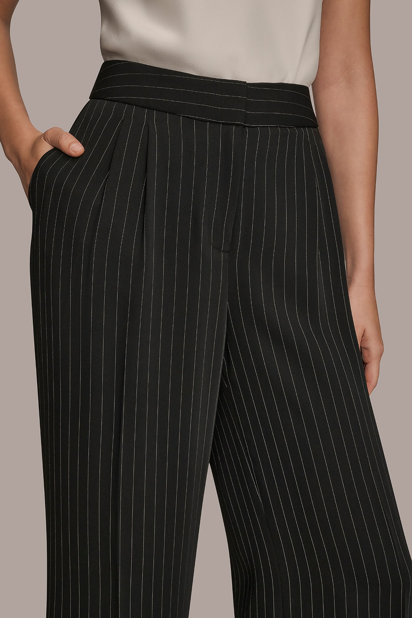 HIGH-RISE PINSTRIPED PLEATED WIDE-LEG PANT VIEW 4 | Pants HIGH-RISE PINSTRIPED PLEATED WIDE-LEG PANT VIEW 4 | Pants