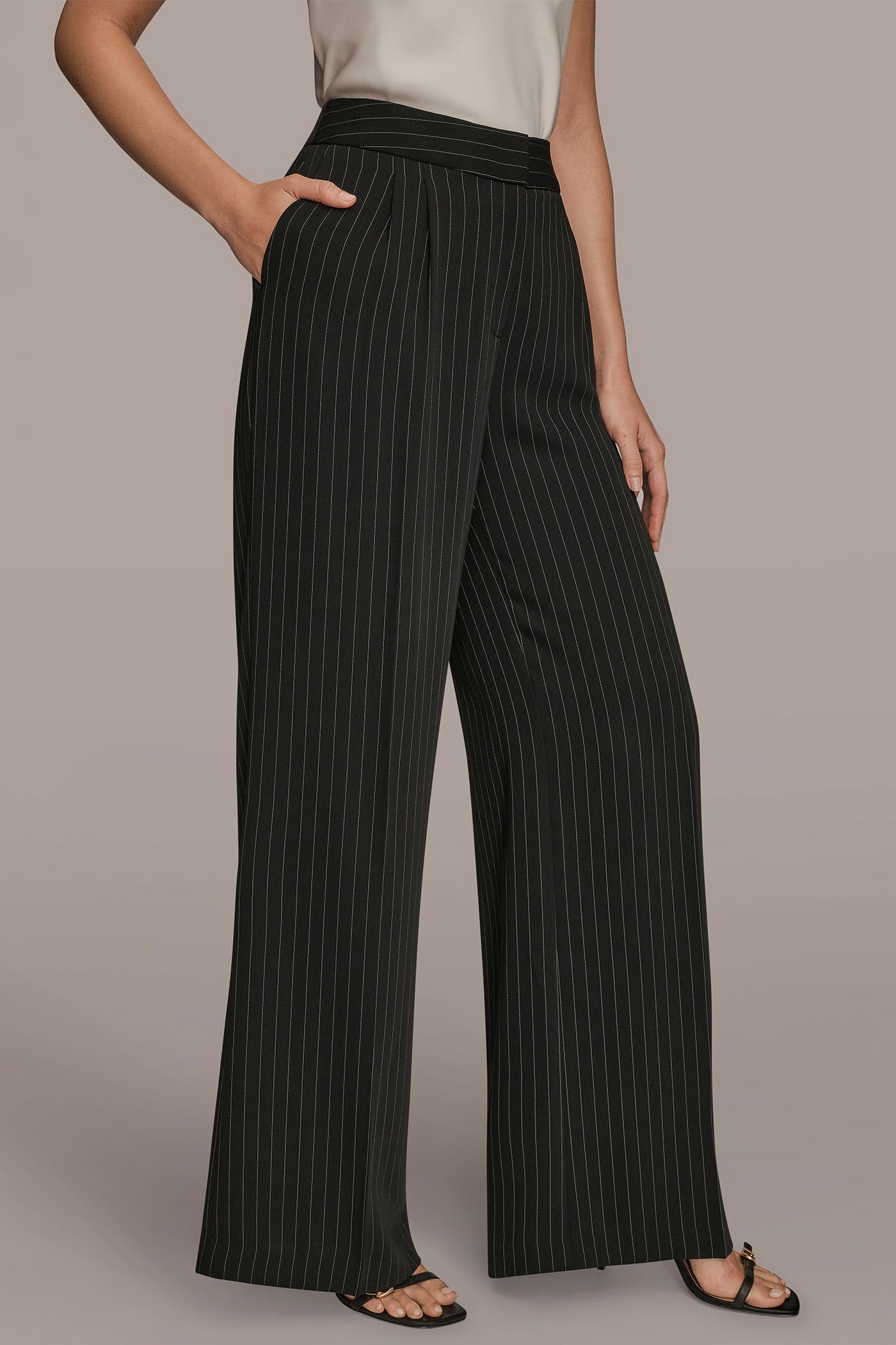 HIGH-RISE PINSTRIPED PLEATED WIDE-LEG PANT VIEW 3 | Pants HIGH-RISE PINSTRIPED PLEATED WIDE-LEG PANT VIEW 3 | Pants