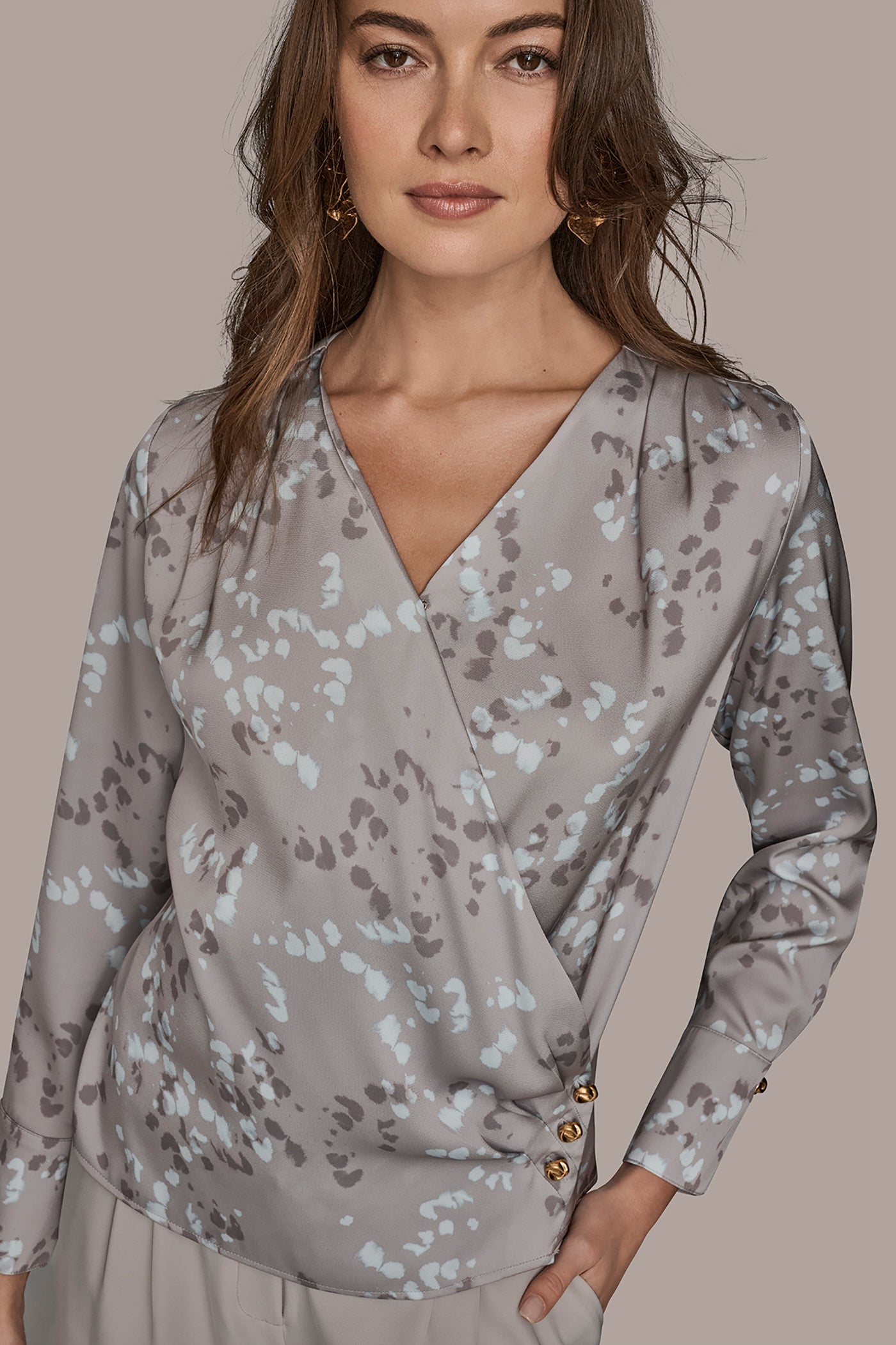 LONG SLEEVE FAUX-WRAP BLOUSE VIEW 4 | Tops LONG SLEEVE FAUX-WRAP BLOUSE VIEW 4 | Tops