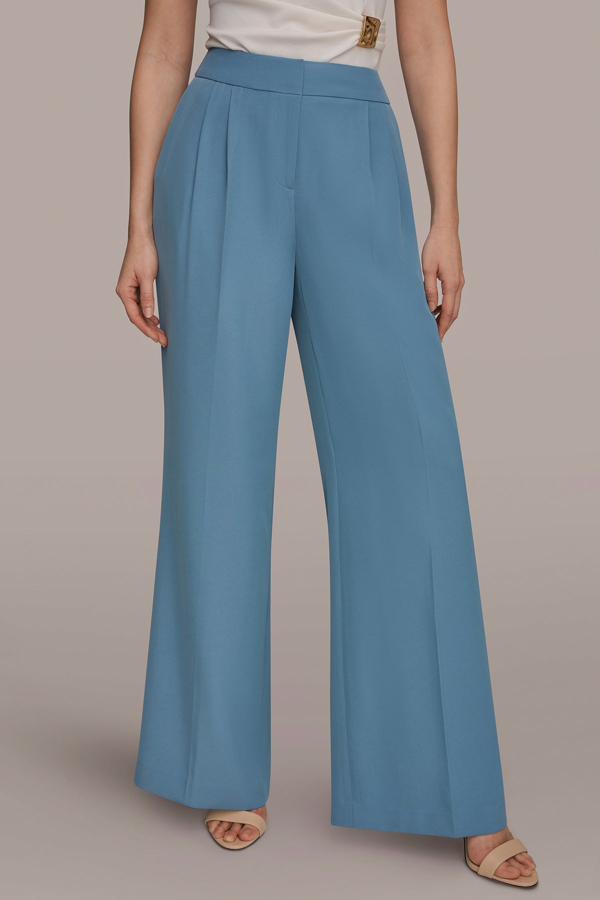 Mid Rise Pleated Wide Leg Suit Pant | Wide Leg | Donna Karan Mid Rise Pleated Wide Leg Suit Pant | Wide Leg | Donna Karan