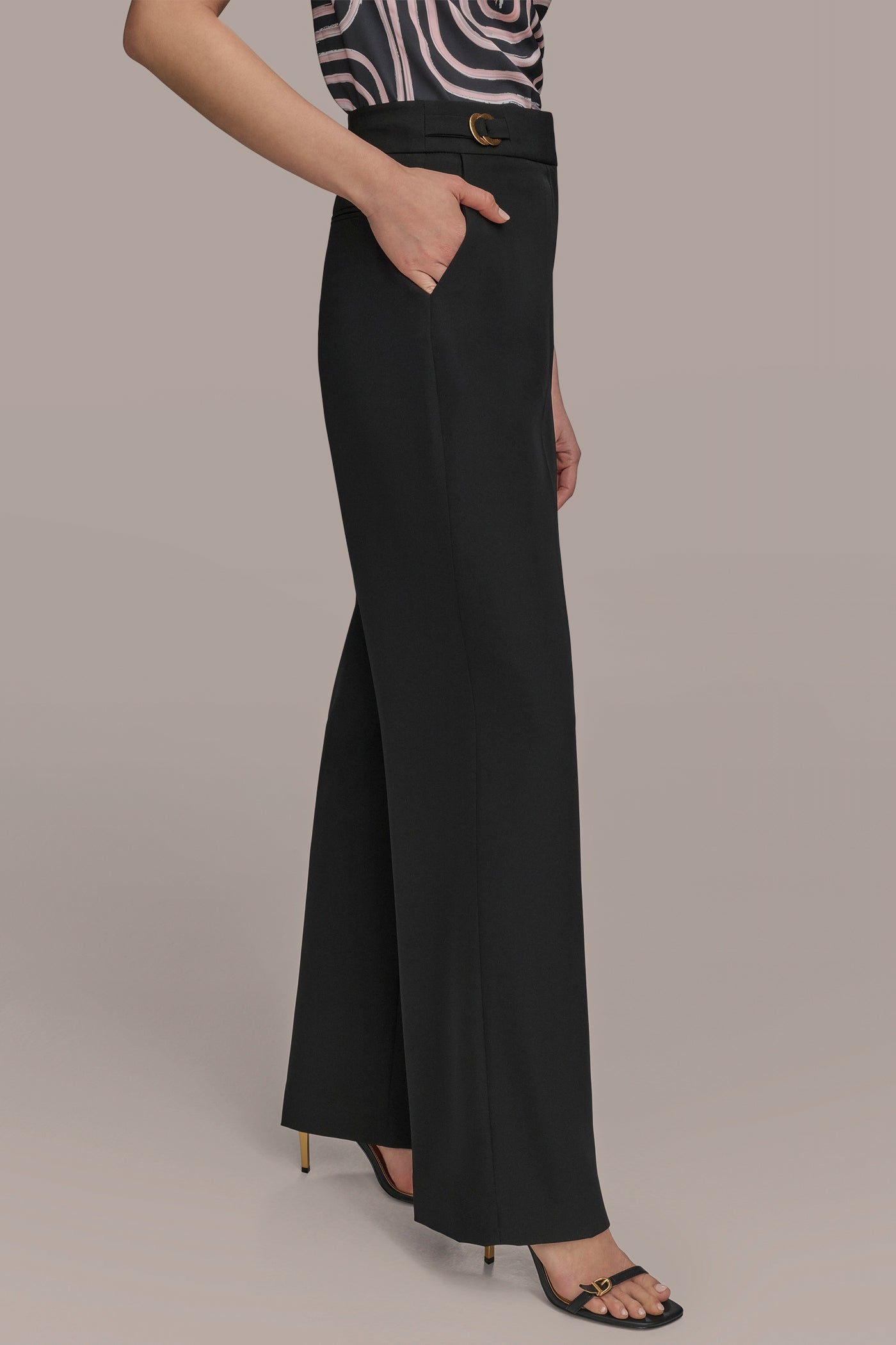WIDE LEG PANT WITH HARDWARE VIEW 3 | Suits and Separates WIDE LEG PANT WITH HARDWARE VIEW 3 | Suits and Separates