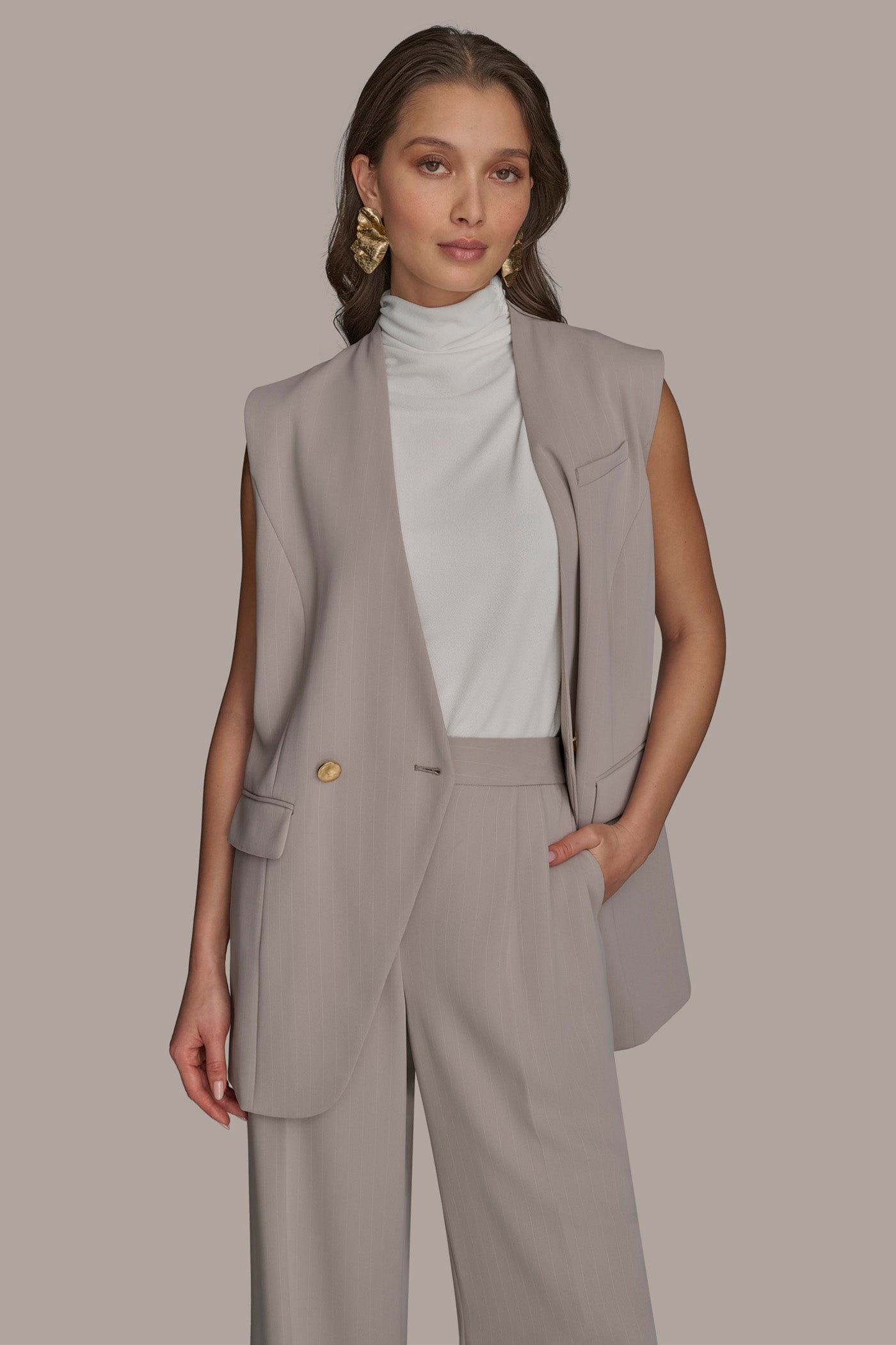PINSTRIPE DOUBLE BREASTED VEST VIEW 8 | Suits and Separates PINSTRIPE DOUBLE BREASTED VEST VIEW 8 | Suits and Separates