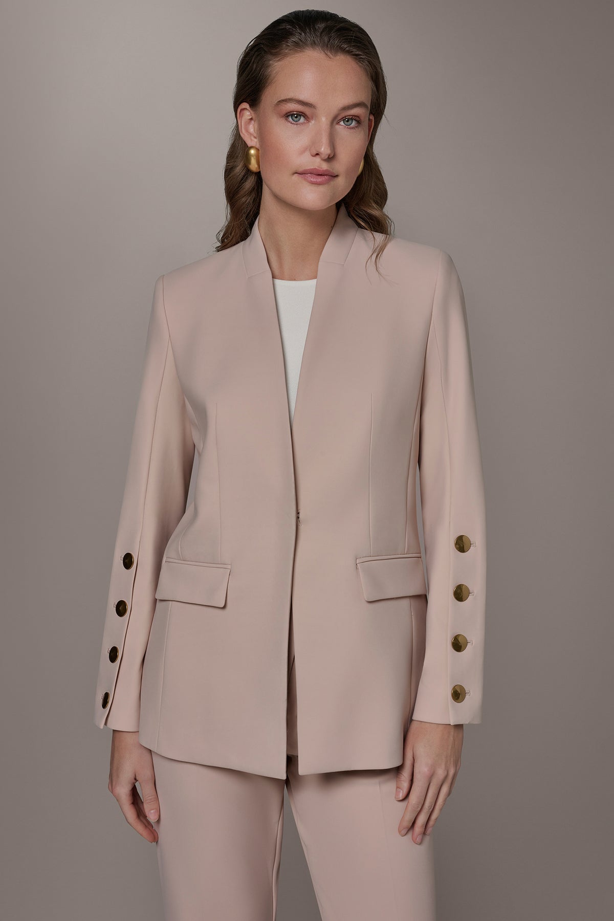 dress suit long sleeve female Donna Karan Women's 4-Button-Sleeve Blazer - Brown Shoe Size:33 EU (2 Little Kid US) Layered Ruffle Maxi Dress Suitable for prom CC dresses under $100