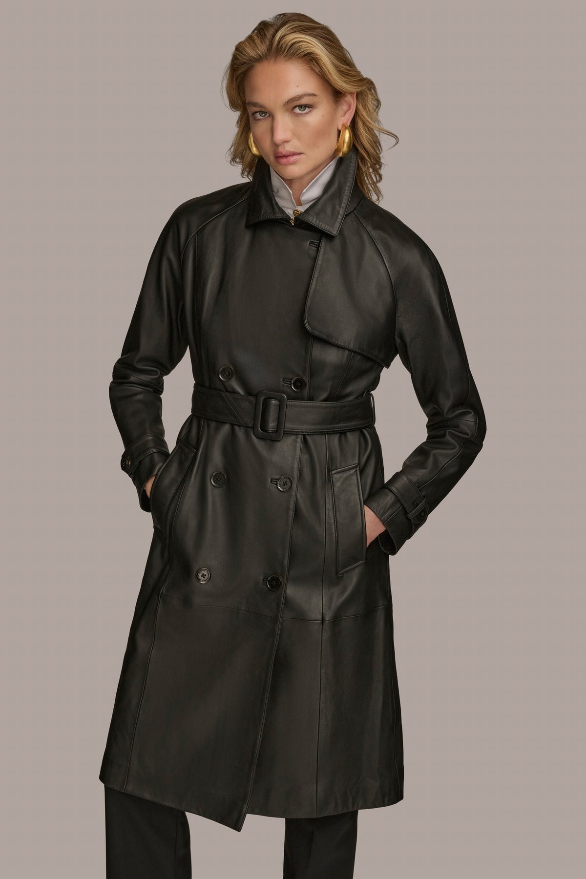 Long Leather Coat Donna Karan