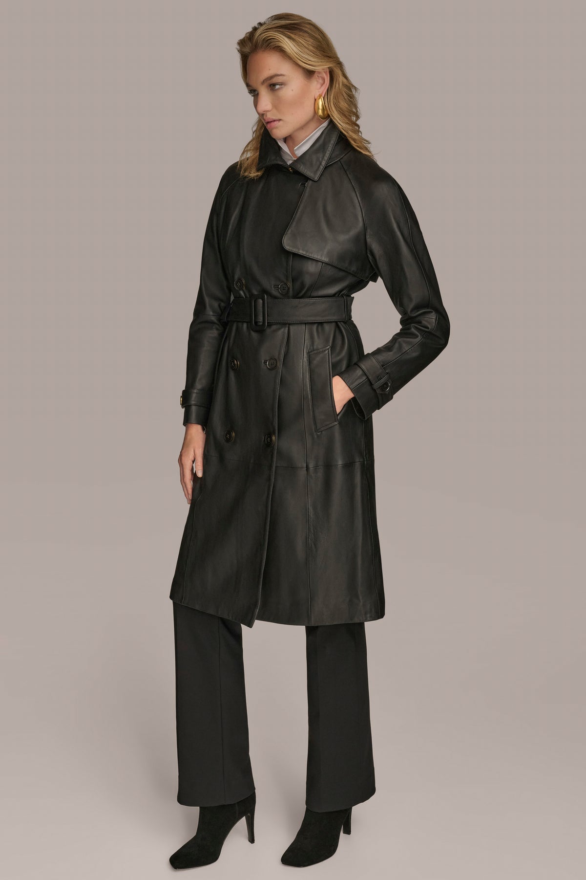 Long Leather Coat Donna Karan