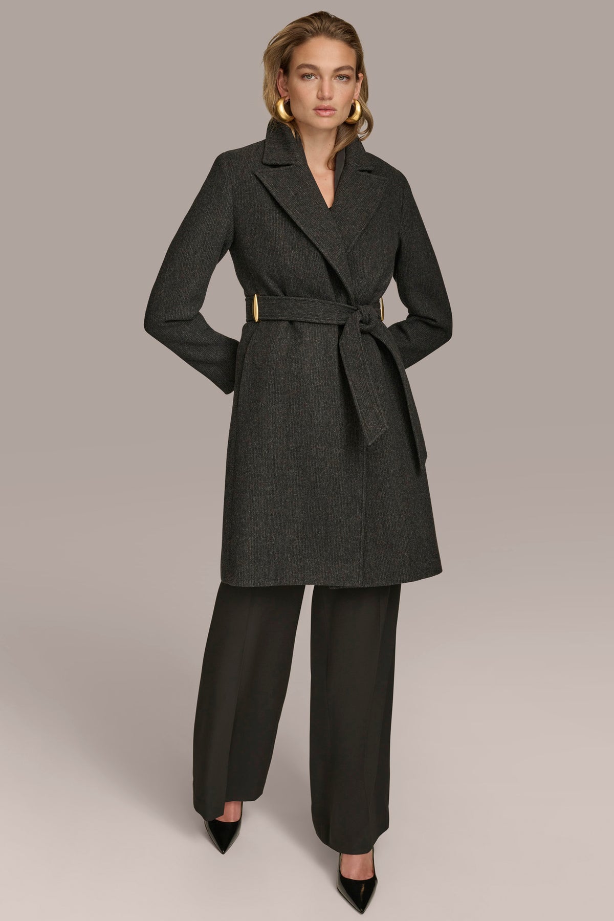 princess polly baby blue dress Alice Satin Trench Coat And Short Set - Black main image 1