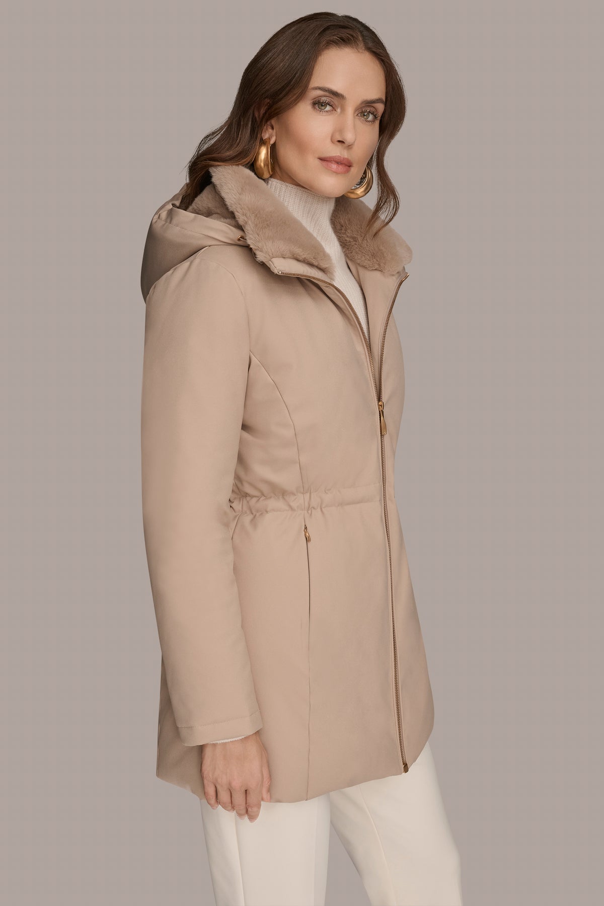 Faux Fur Lined Puffer | Short Puffer | Donna Karan
