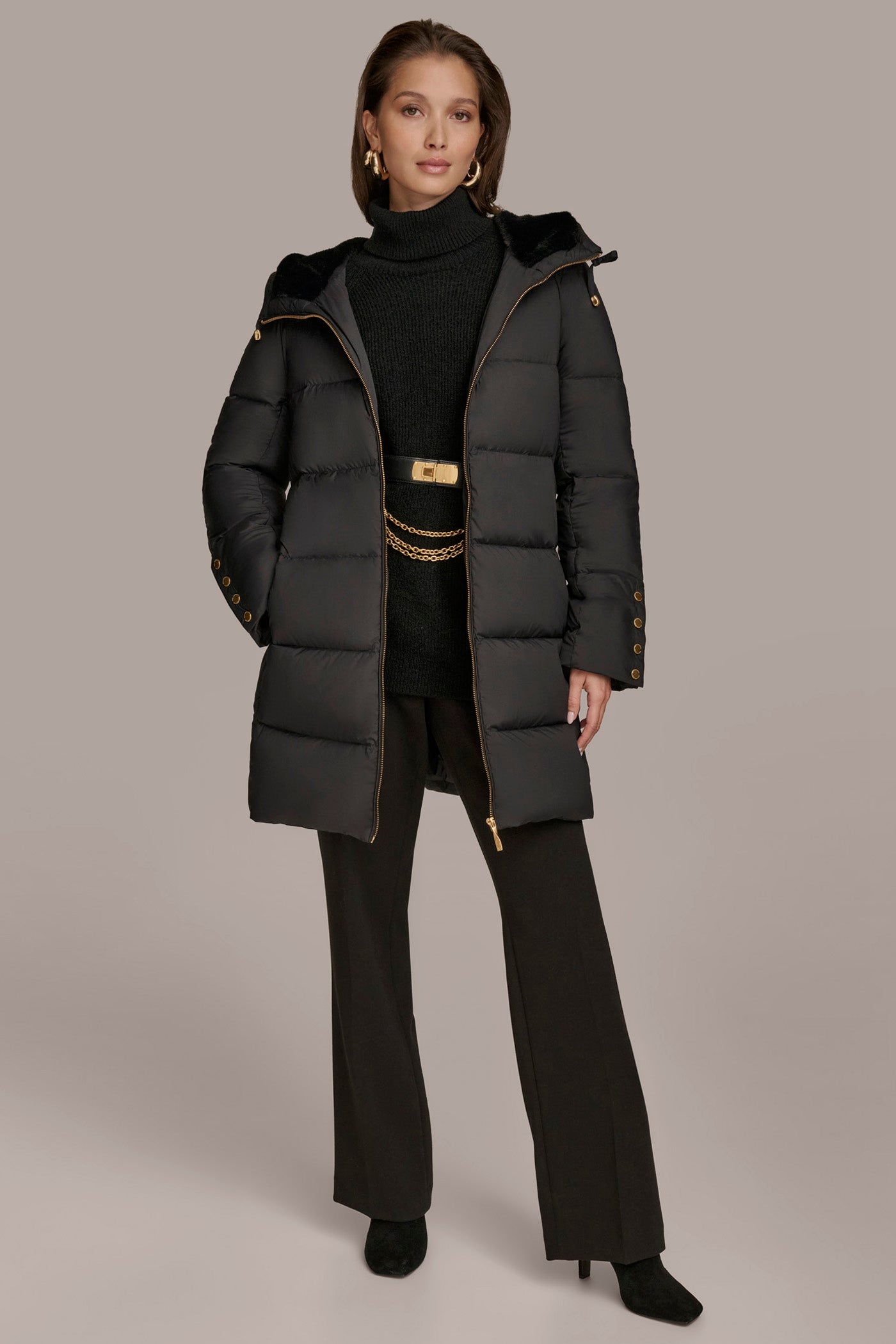 Long Hooded Down Filled Puffer Coat VIEW 5 Long Hooded Down Filled Puffer Coat VIEW 5