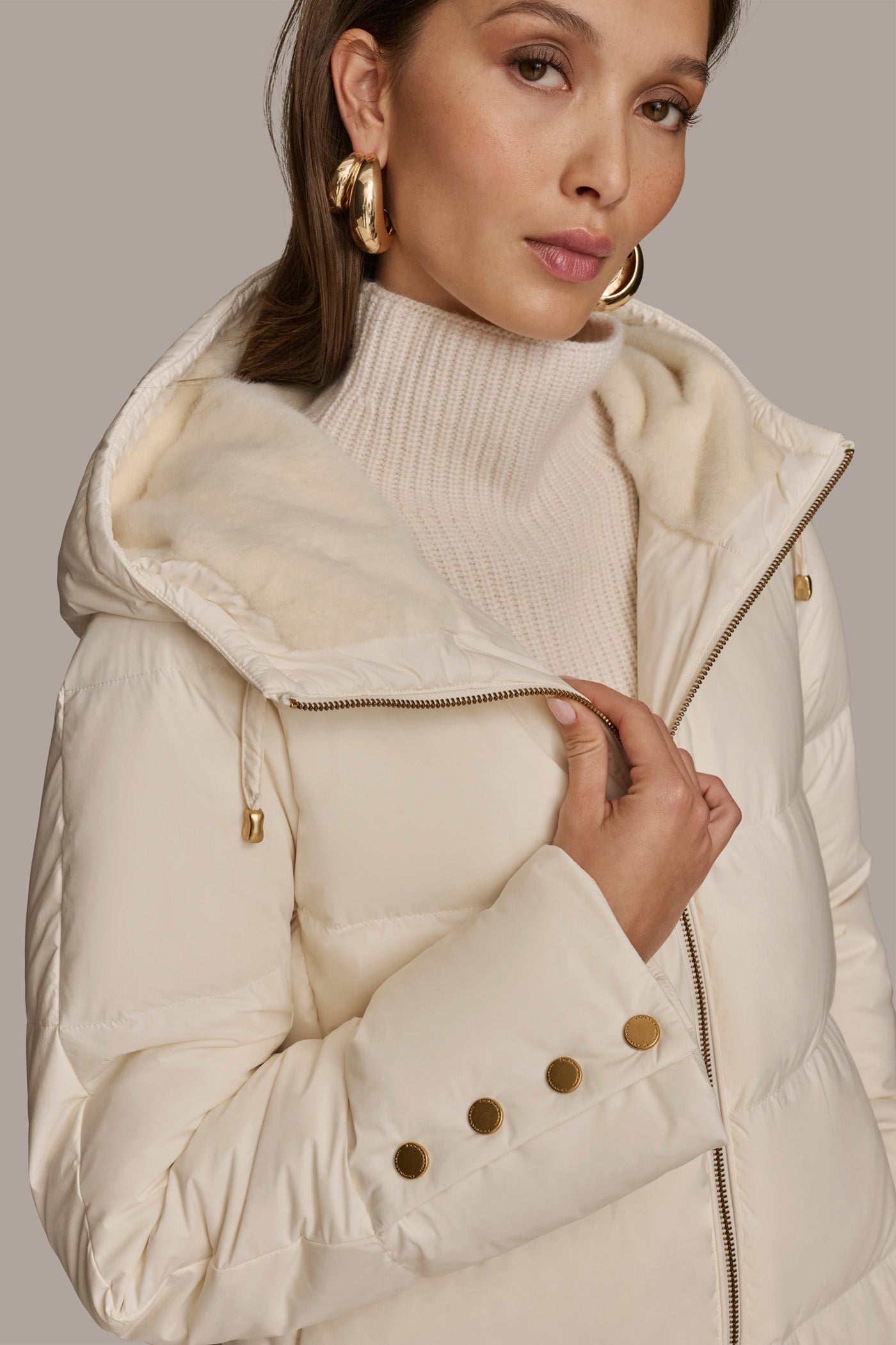 Long Hooded Down Filled Puffer Coat VIEW 5 Long Hooded Down Filled Puffer Coat VIEW 5
