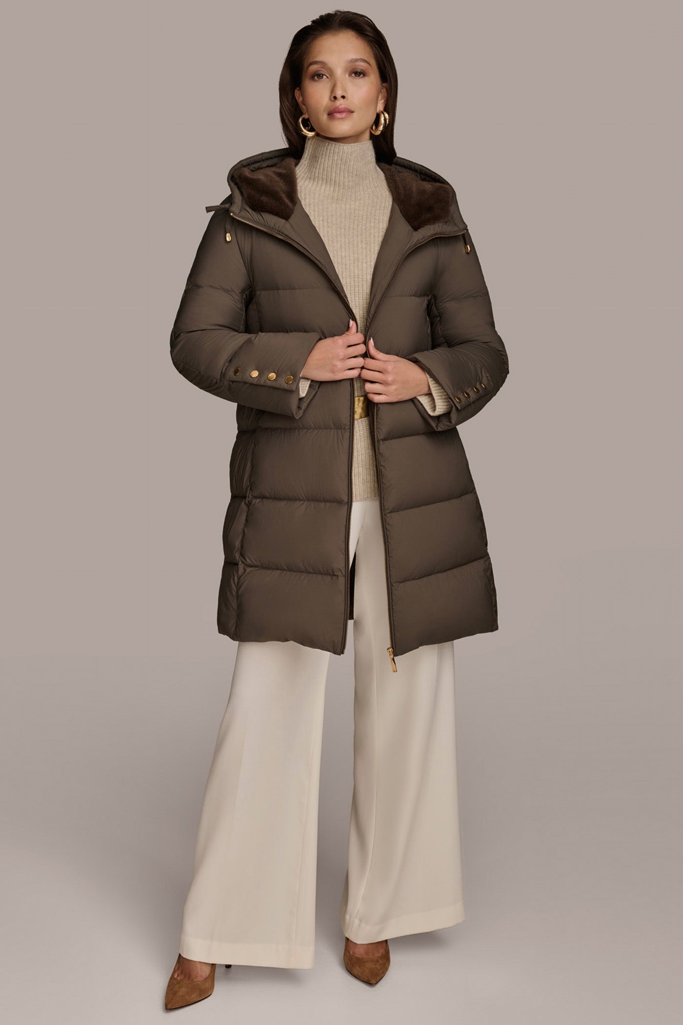 Long Hooded Down Filled Puffer Coat VIEW 5 Long Hooded Down Filled Puffer Coat VIEW 5