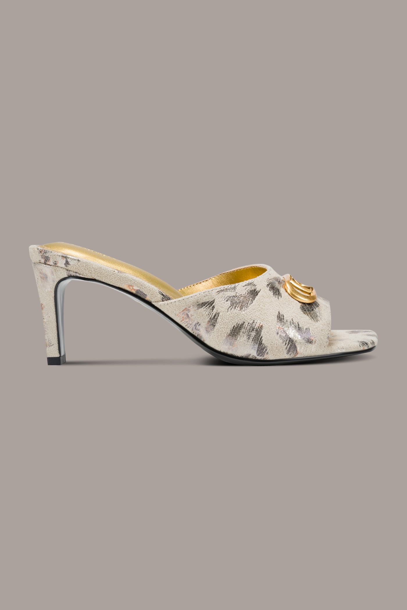 BYRONY METALLIC LEOPARD MULE SANDAL | View 2 | Shoes