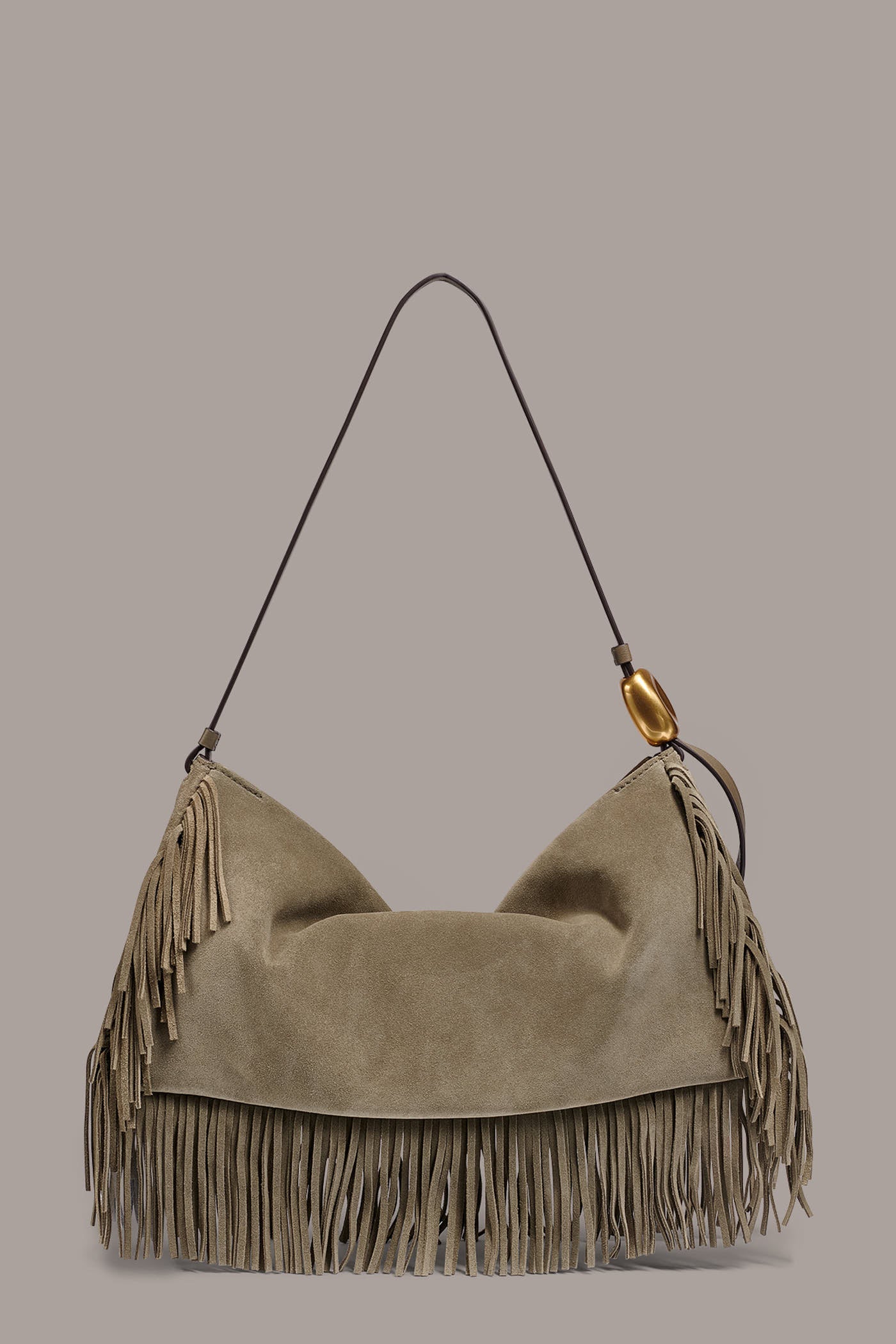 VELVET LARGE FRINGE SHOULDER BAG (alternate view)