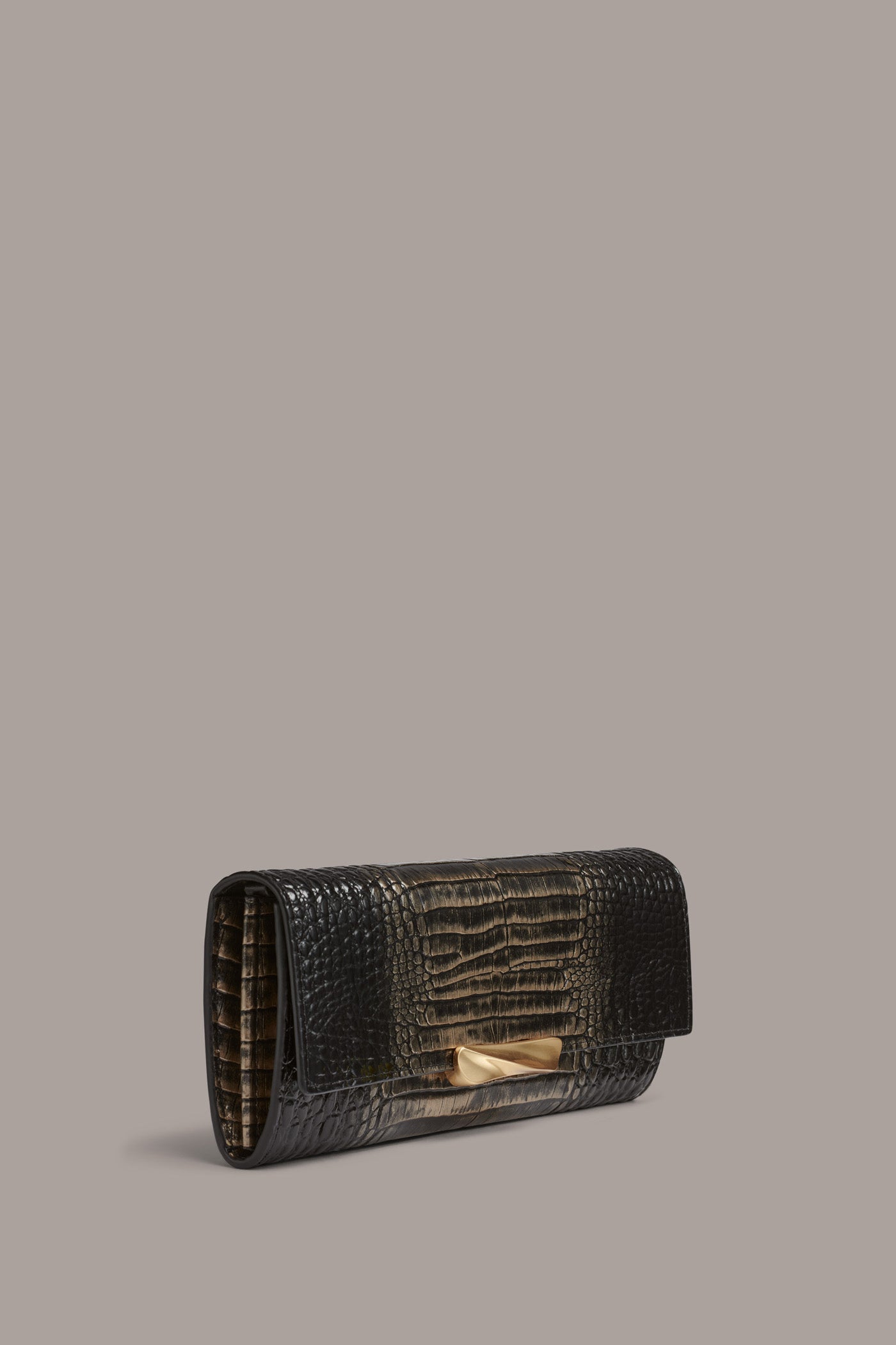 AMAGANSETT METALLIC CROC EFFECT FLAP WALLET VIEW 3 | Bags