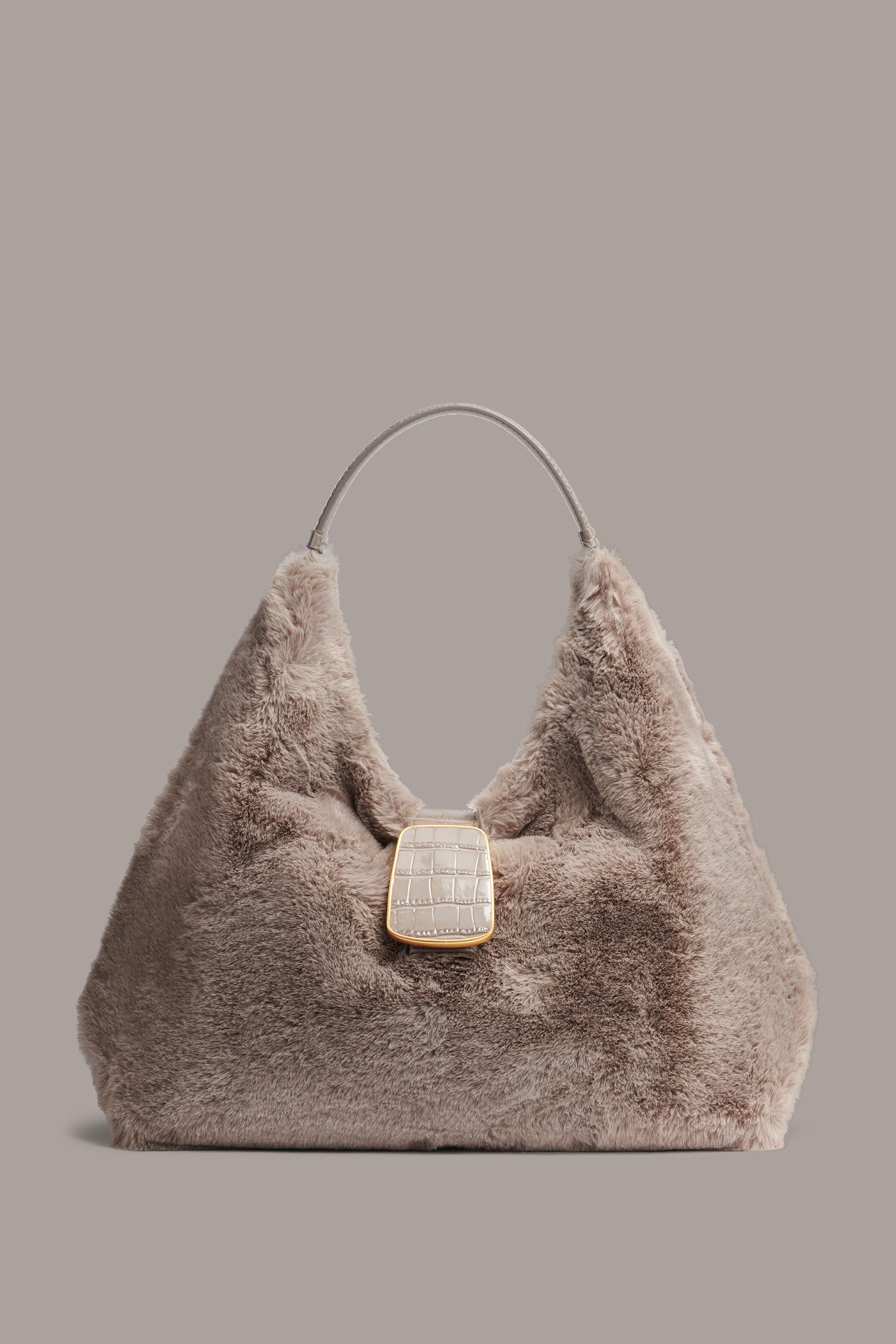 PERCALE SMALL CROC-PANELED FAUX-FUR SHOULDER BAG | View 1 | New Arrivals