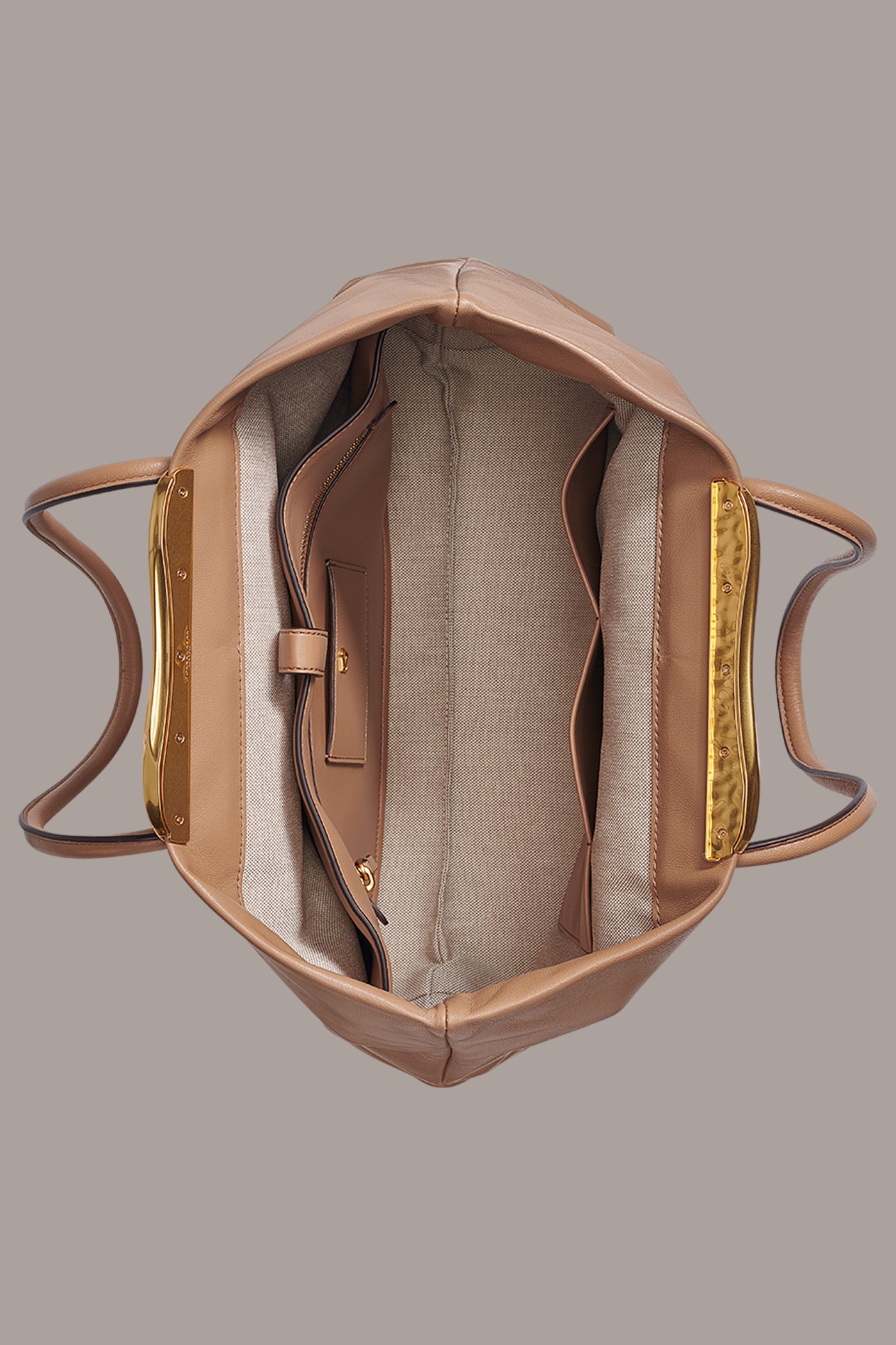 POPLIN LEATHER TOTE VIEW 2
