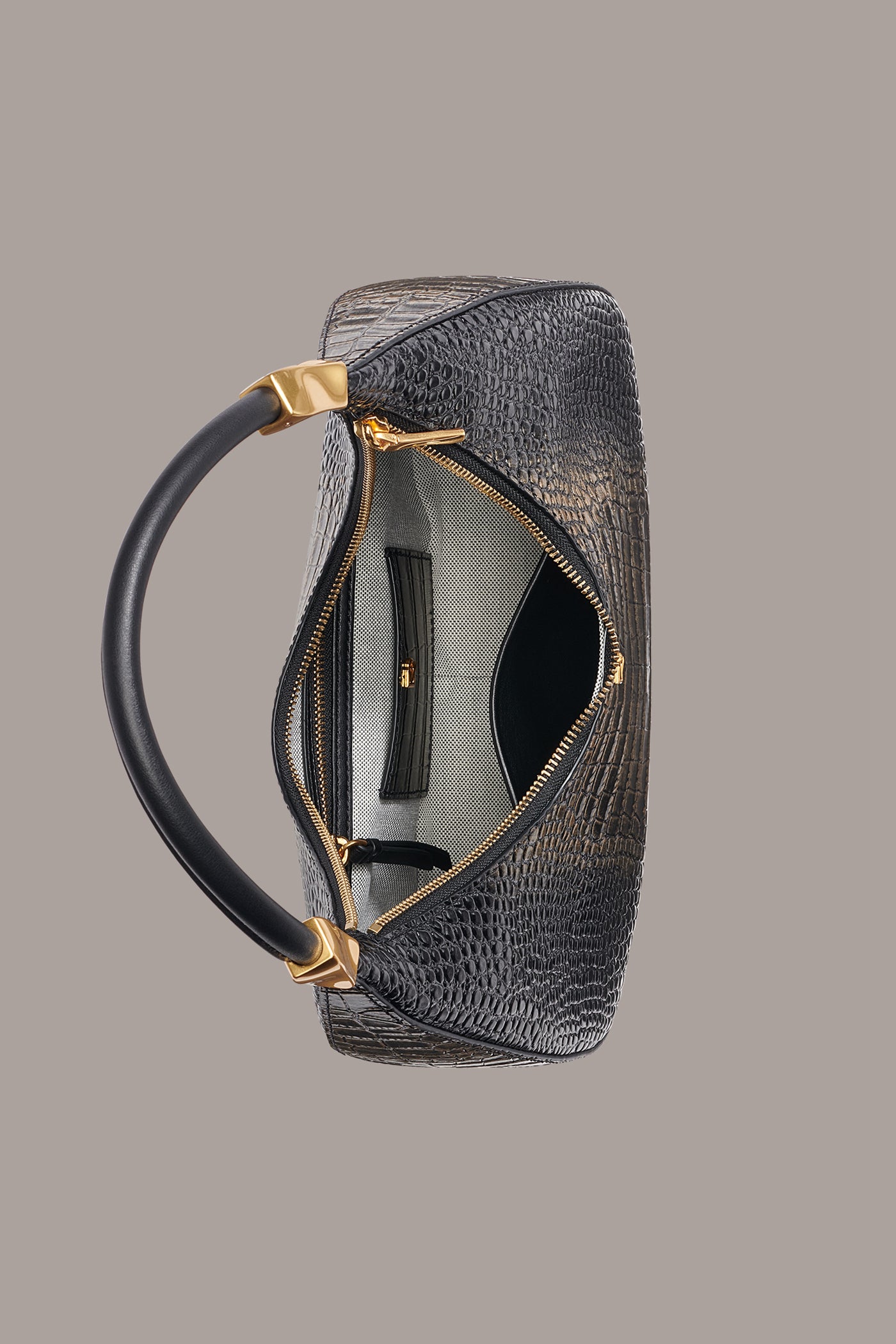 QUOGUE CROC-EFFECT LEATHER SHOULDER BAG VIEW 3
