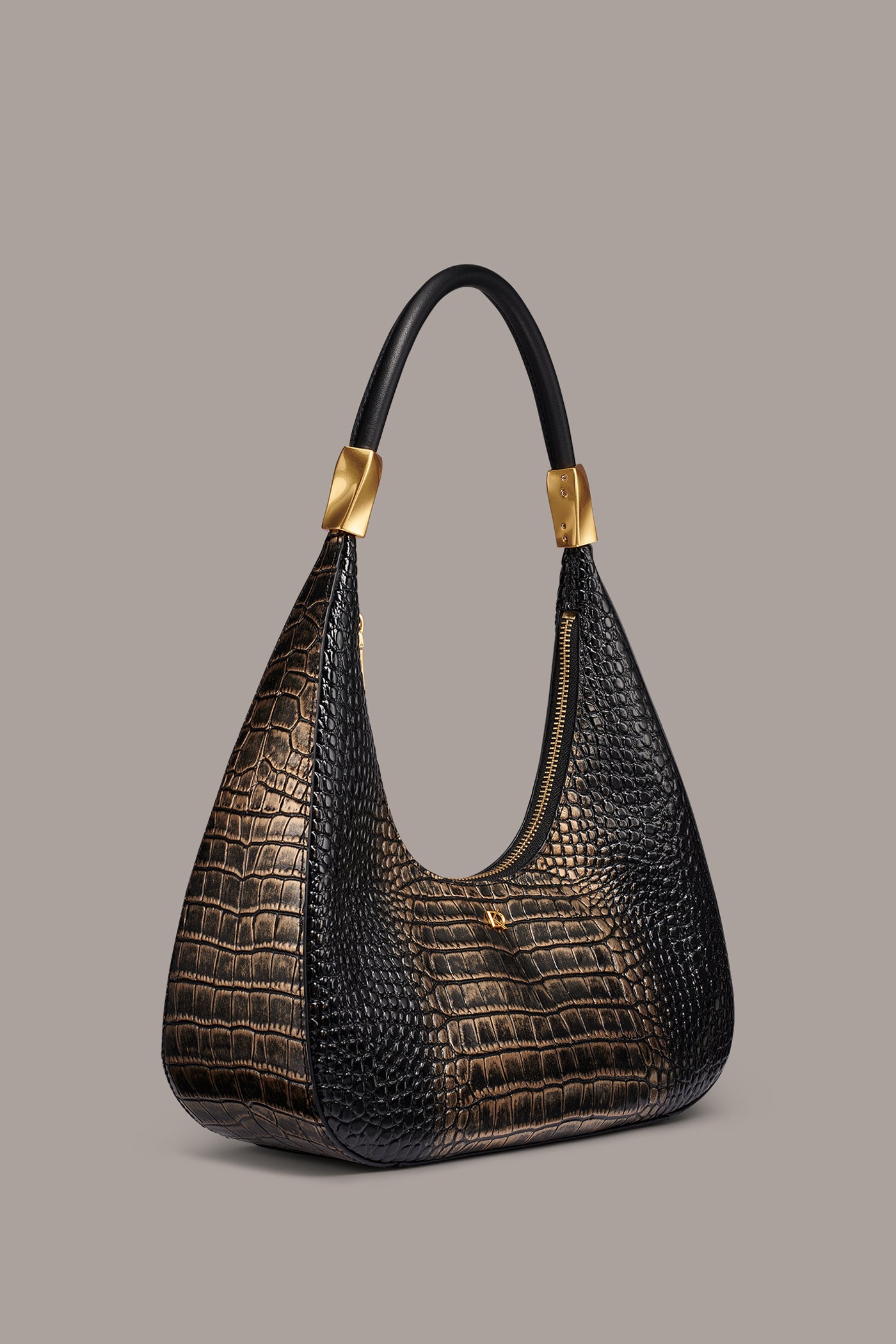 QUOGUE CROC-EFFECT LEATHER SHOULDER BAG VIEW 2