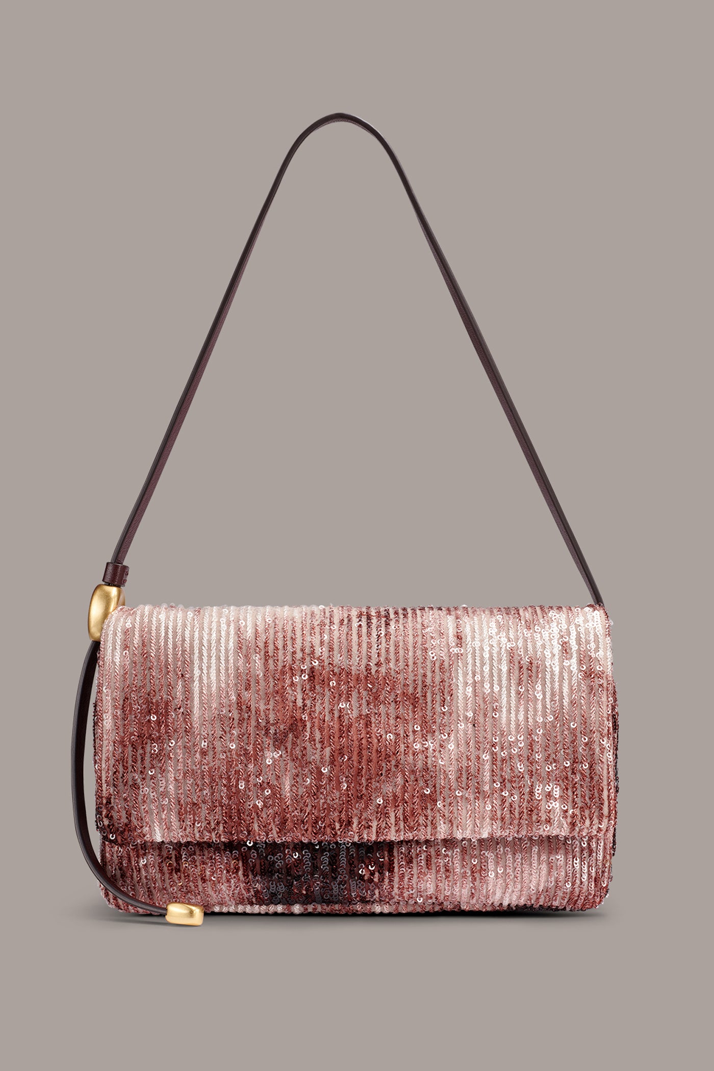 VELVET SEQUIN FLAP SHOULDER BAG