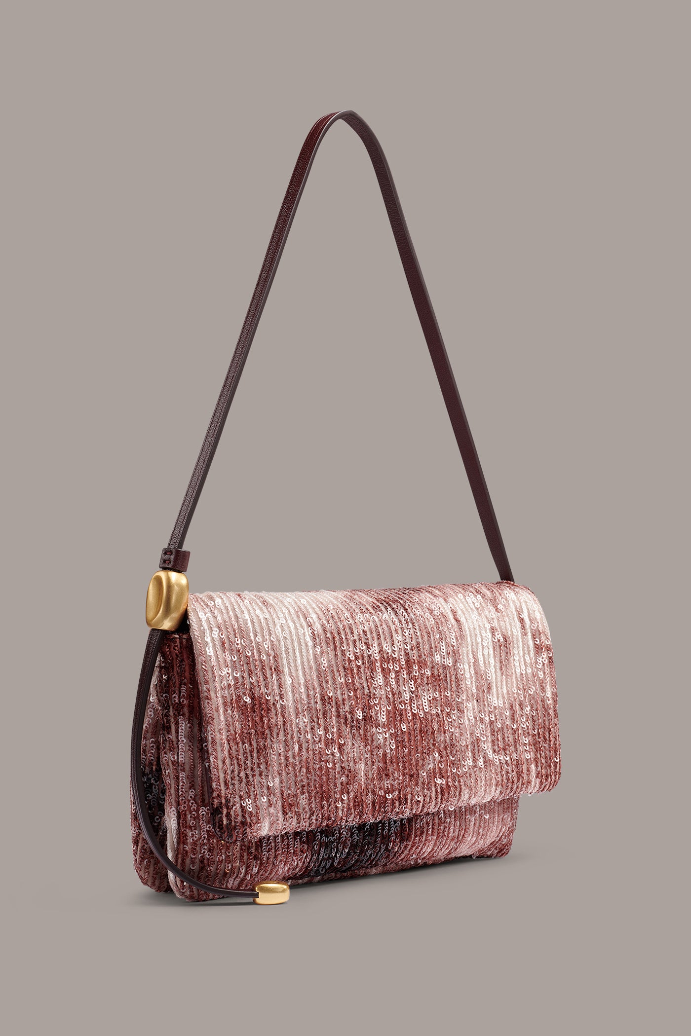 VELVET SEQUIN FLAP SHOULDER BAG (alternate view)